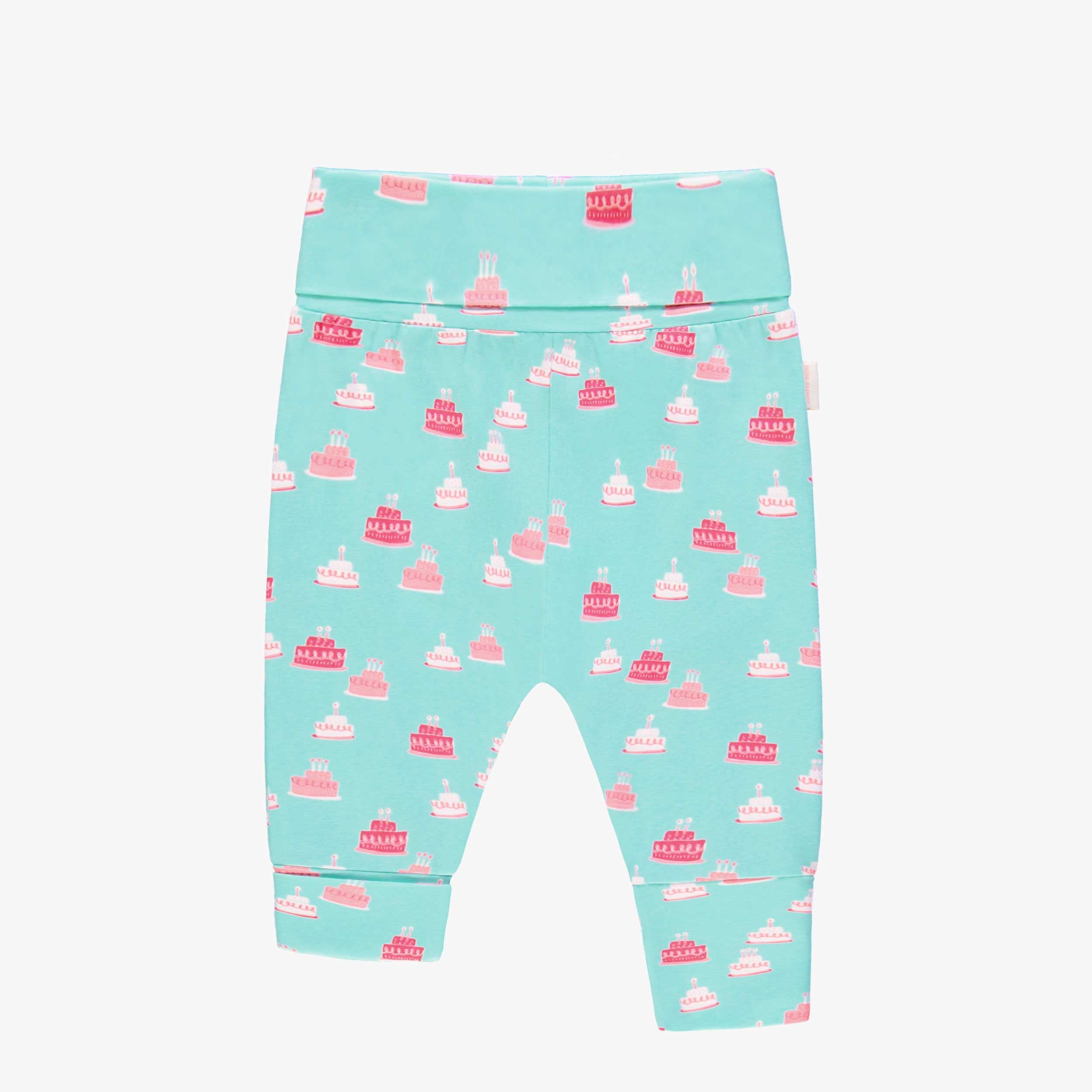 Pantalon évolutif turquoise à motifs de gâteaux, bébé