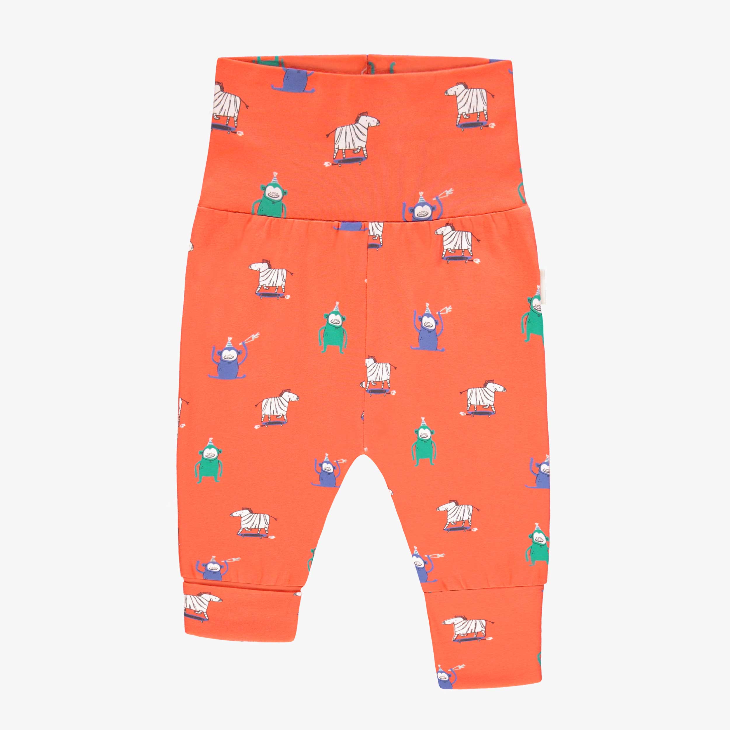 Pantalon évolutif orange à motifs de singes et de zèbres, bébé