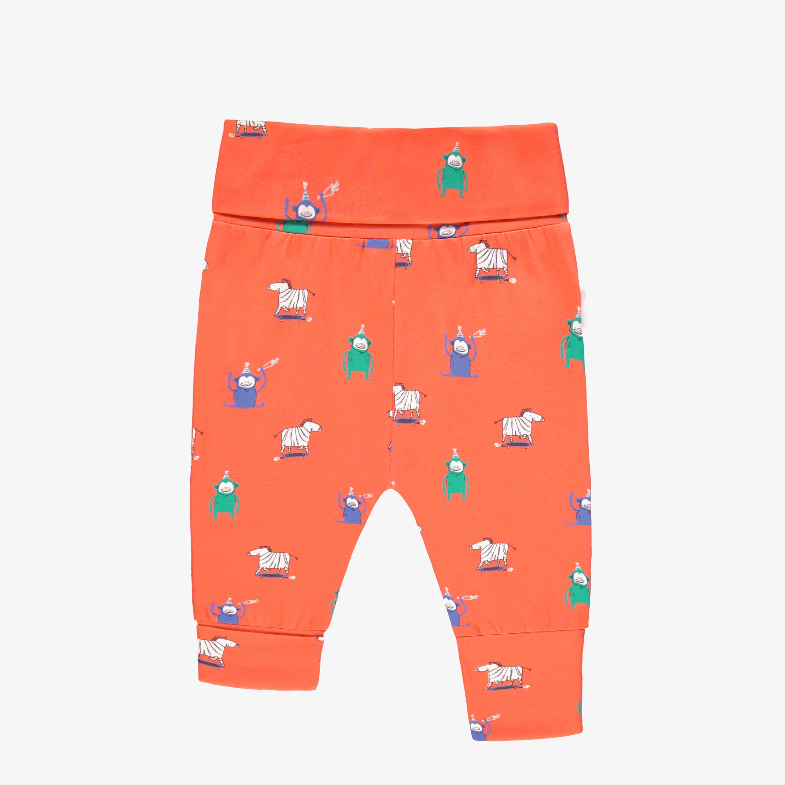 Pantalon évolutif orange à motifs de singes et de zèbres, bébé