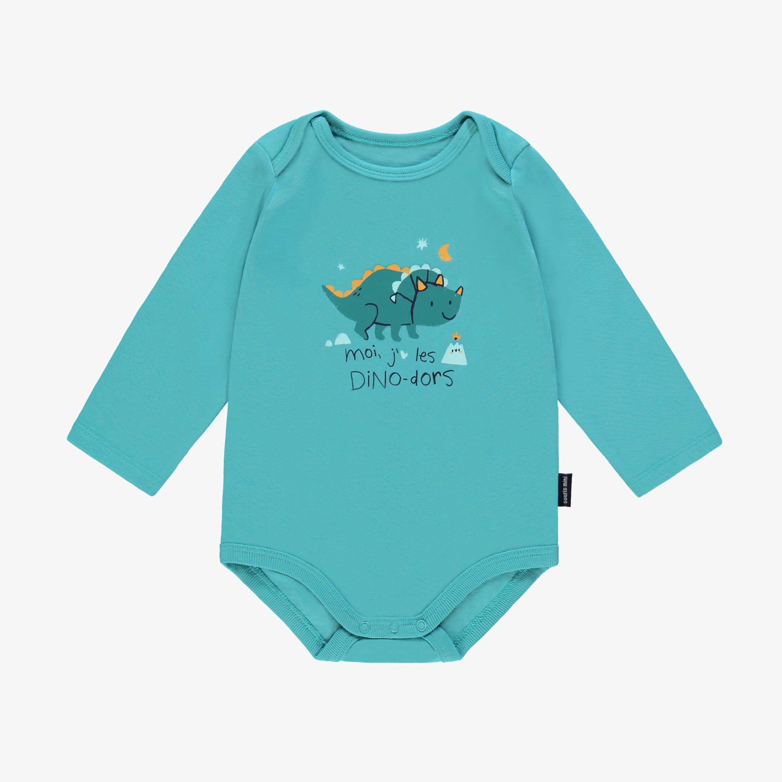 Cache-couche turquoise avec illustration de dinosaure, bébé