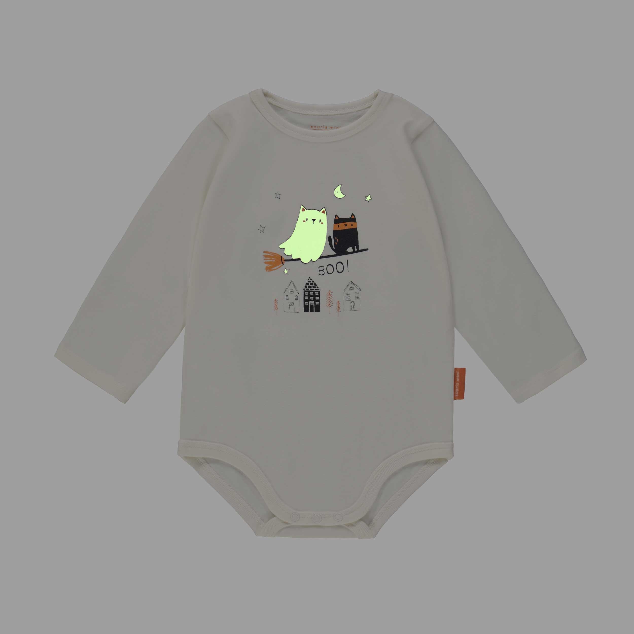 Cache-couche crème avec illustration d’Halloween Brille dans le noir, bébé