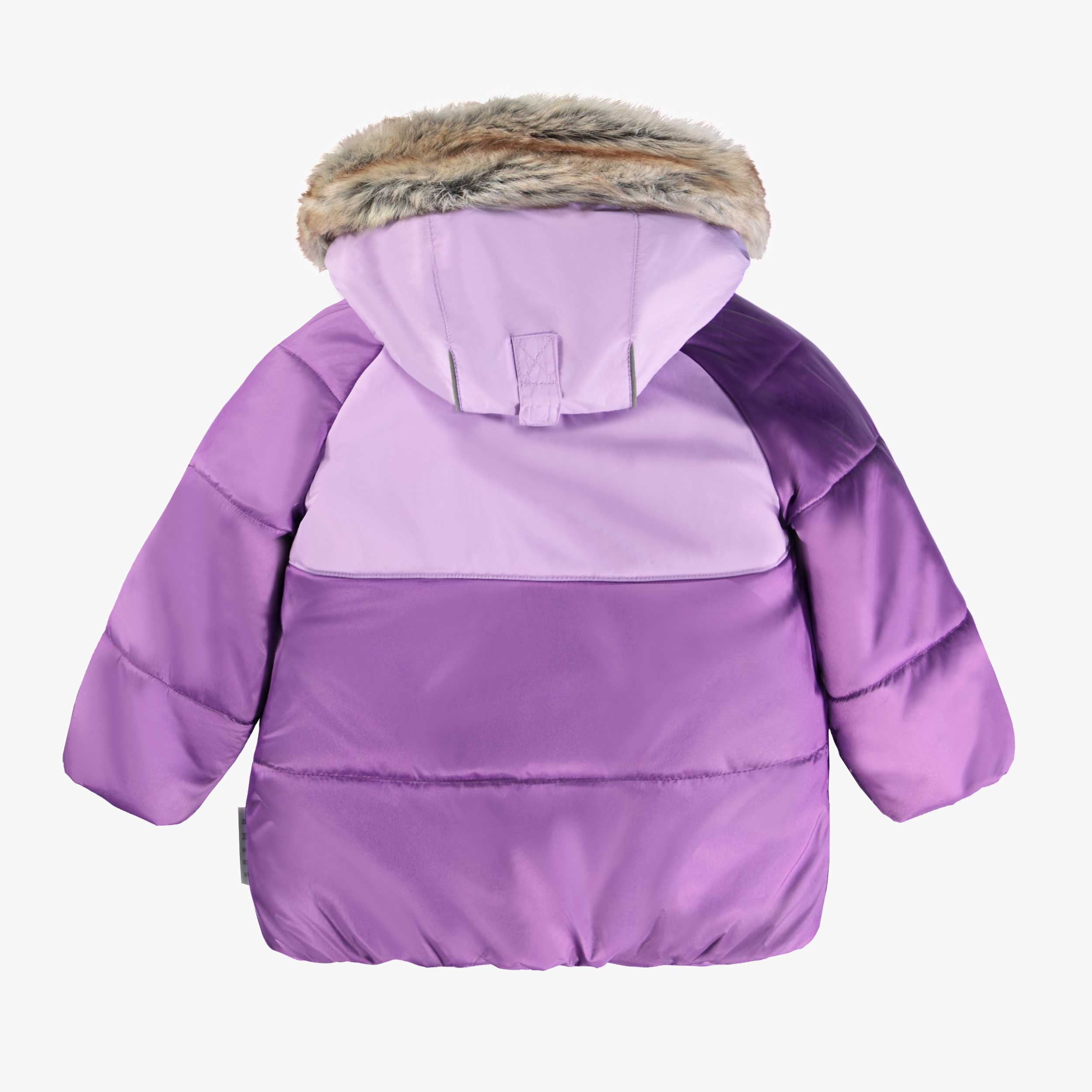 Purple two-piece snowsuit, baby