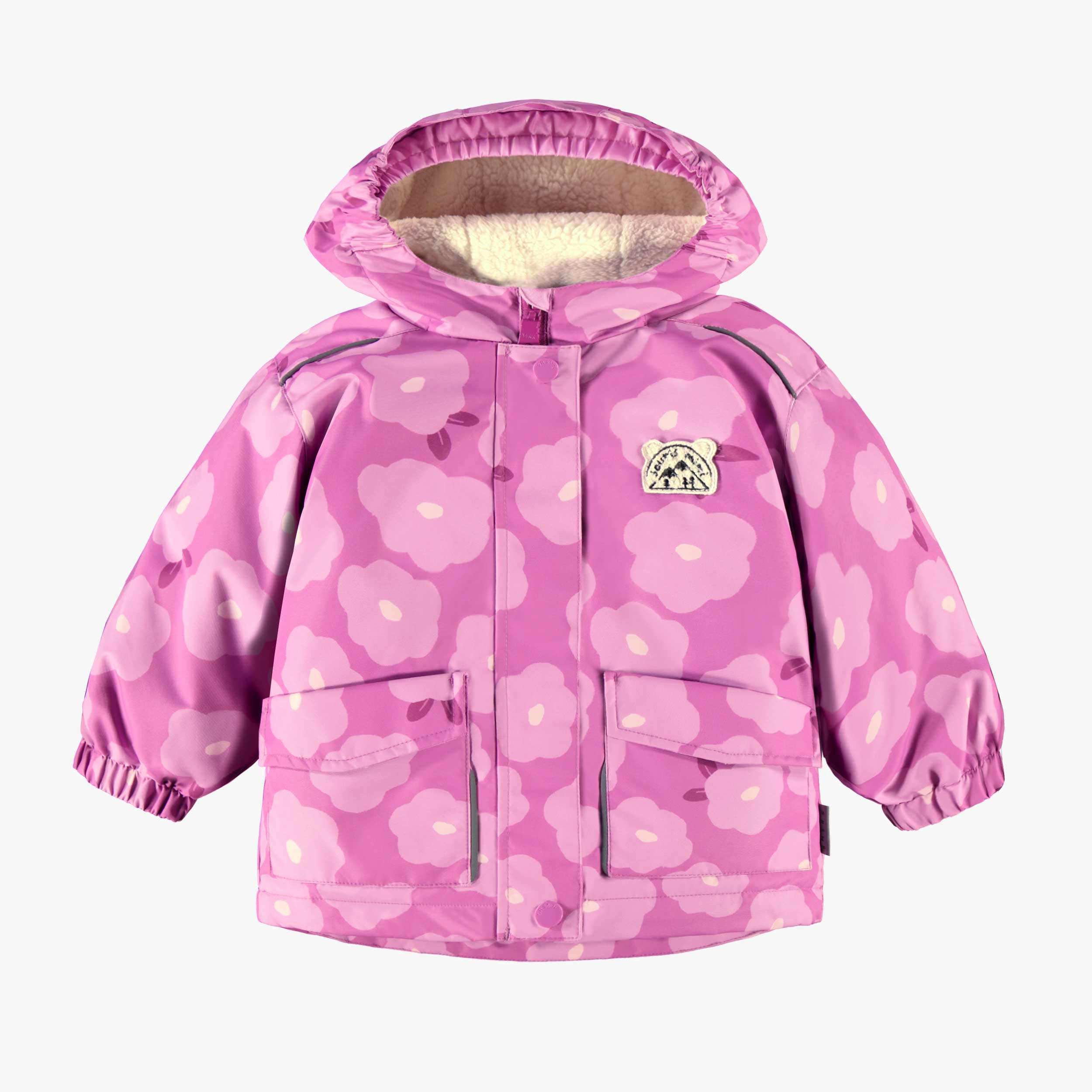 Manteau de l'habit de neige 3 en 1 mauve avec fleurs, bébé