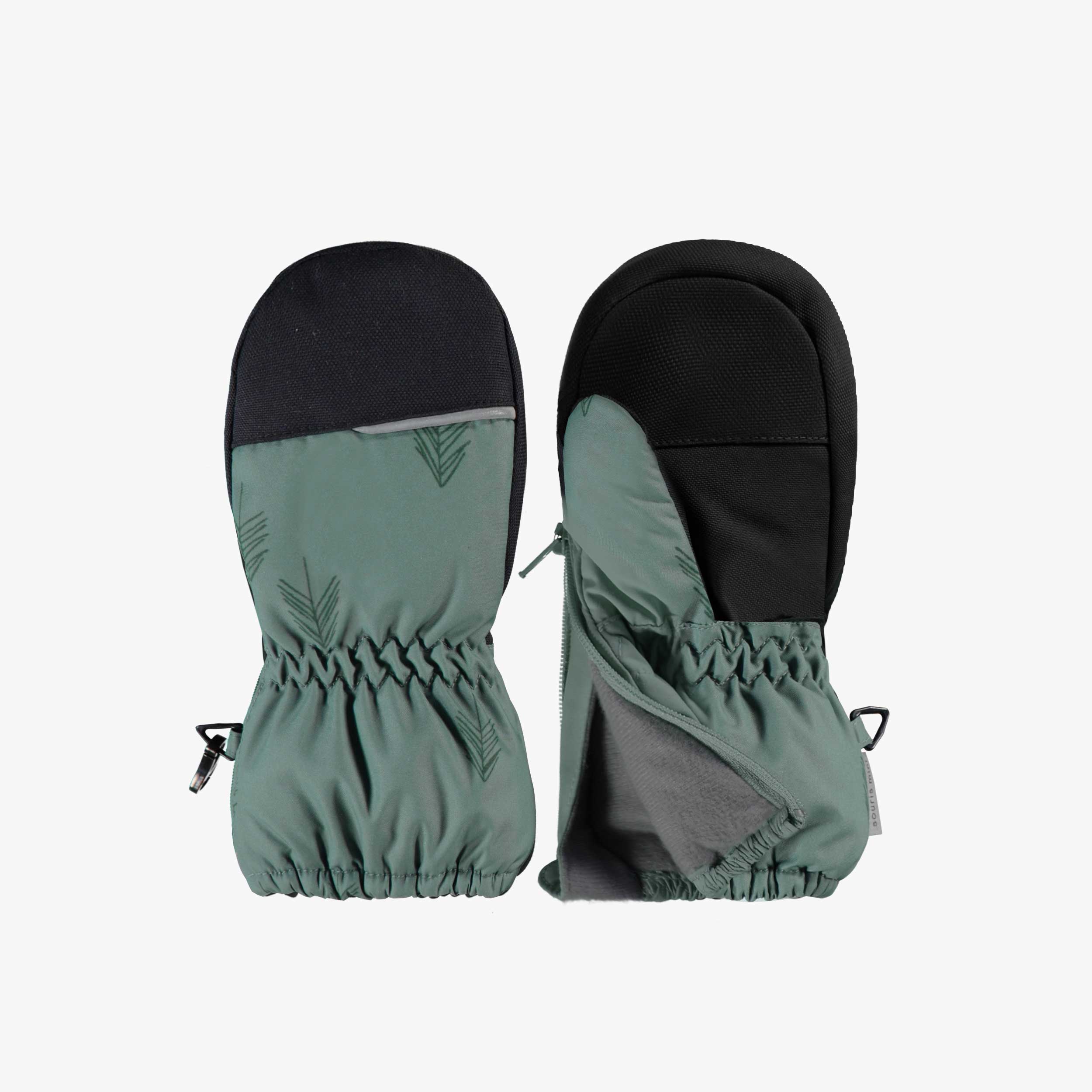 Mitaines vertes en nylon avec motifs de sapins, bébé