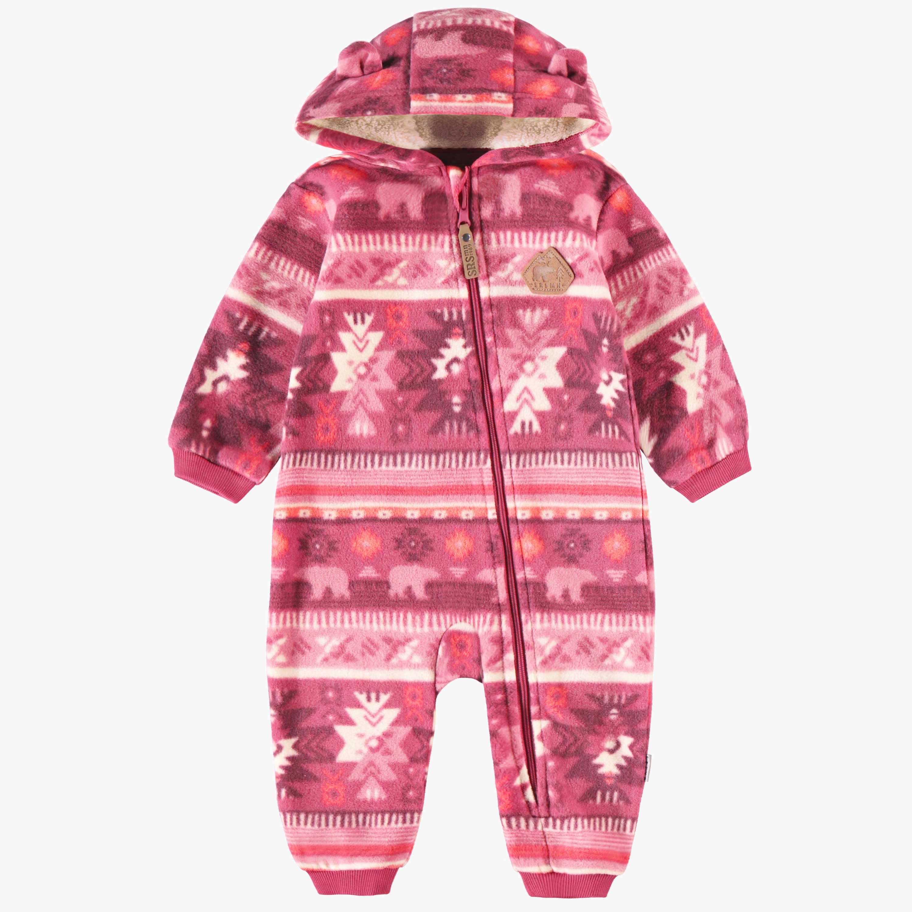 Une-pièce rose en polar avec motifs, bébé