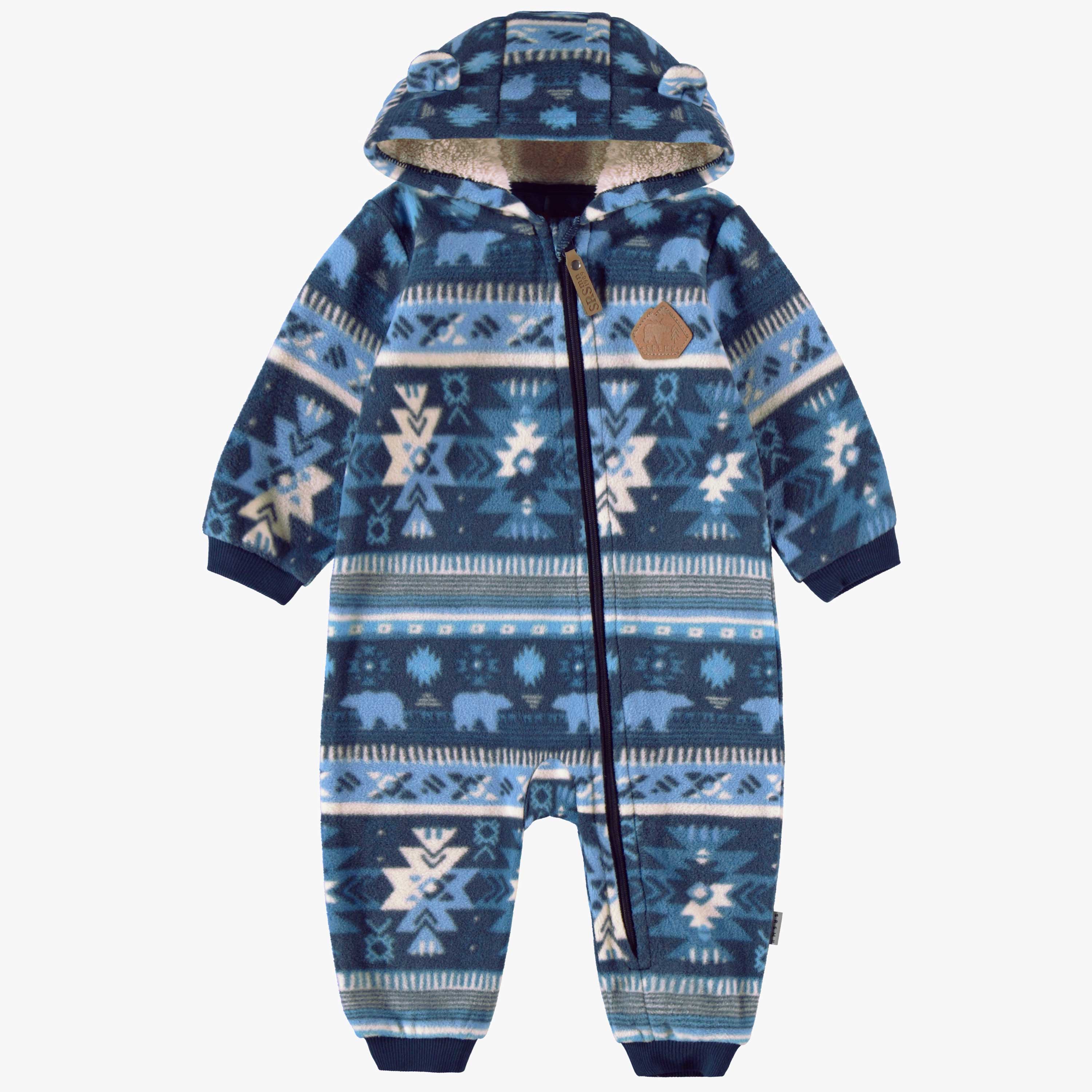 Une-pièce bleu en polar avec motifs, bébé