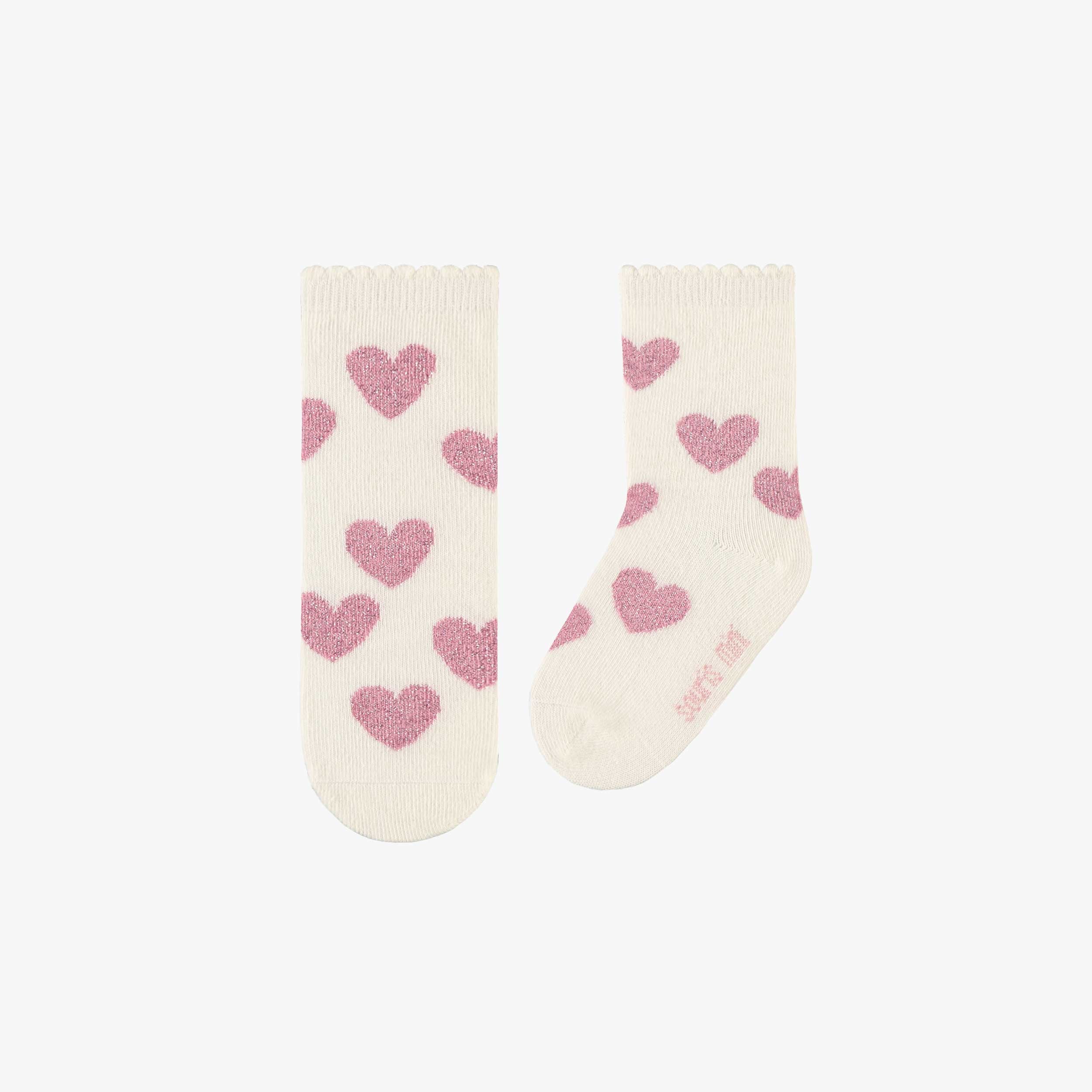 Chaussettes crème à motifs de cœurs, bébé