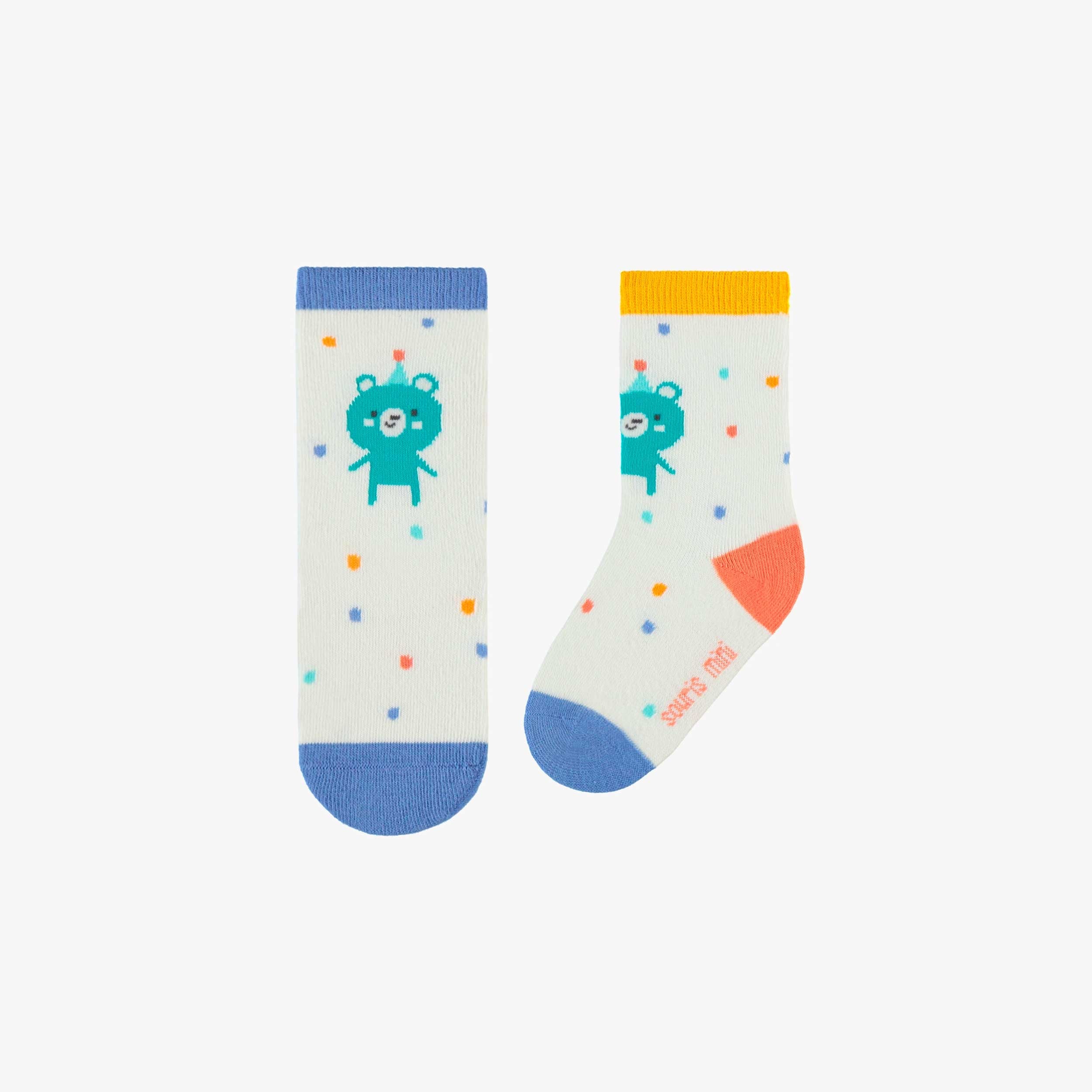 Chaussettes crème avec ourson, bébé