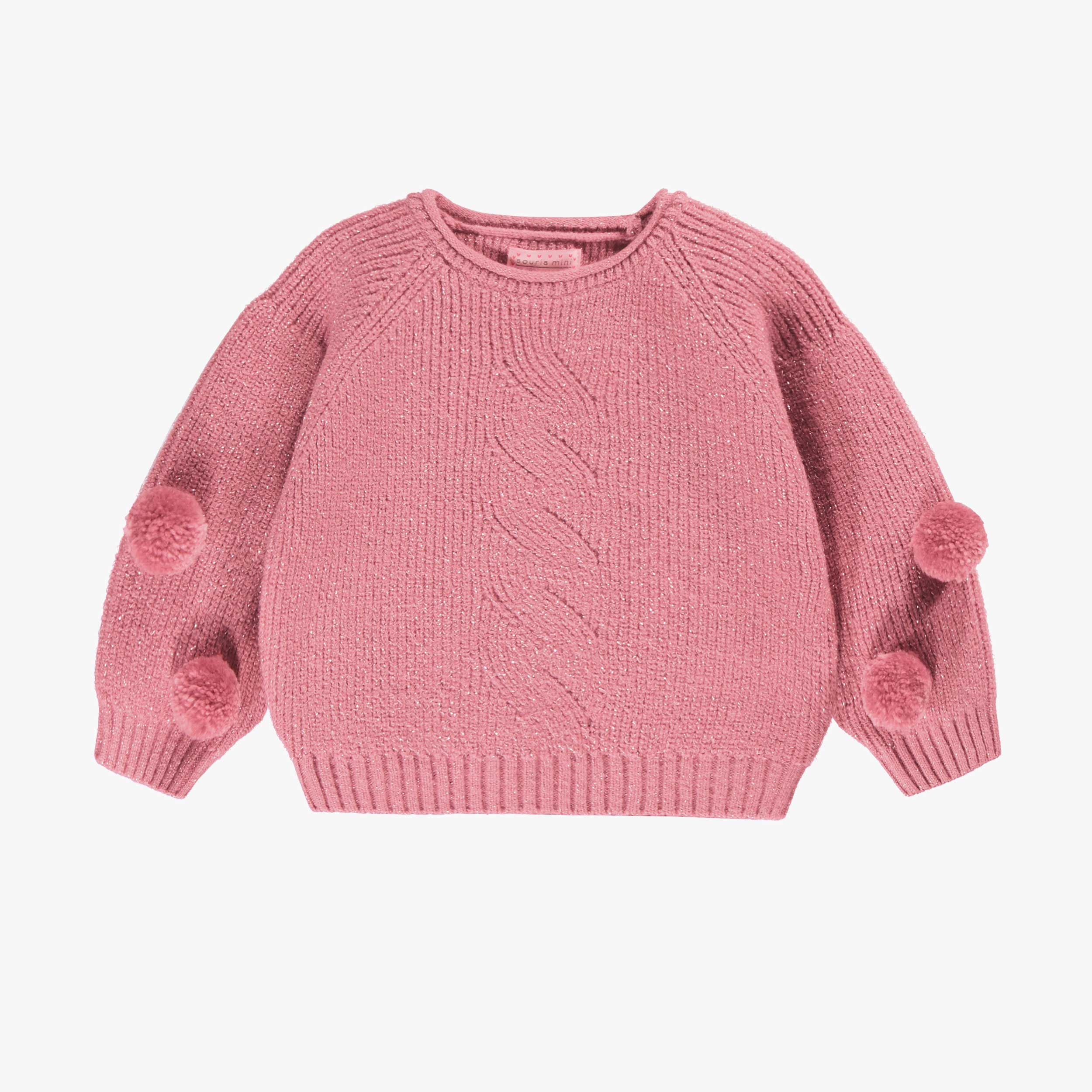 Chandail rose scintillant en tricot, bébé