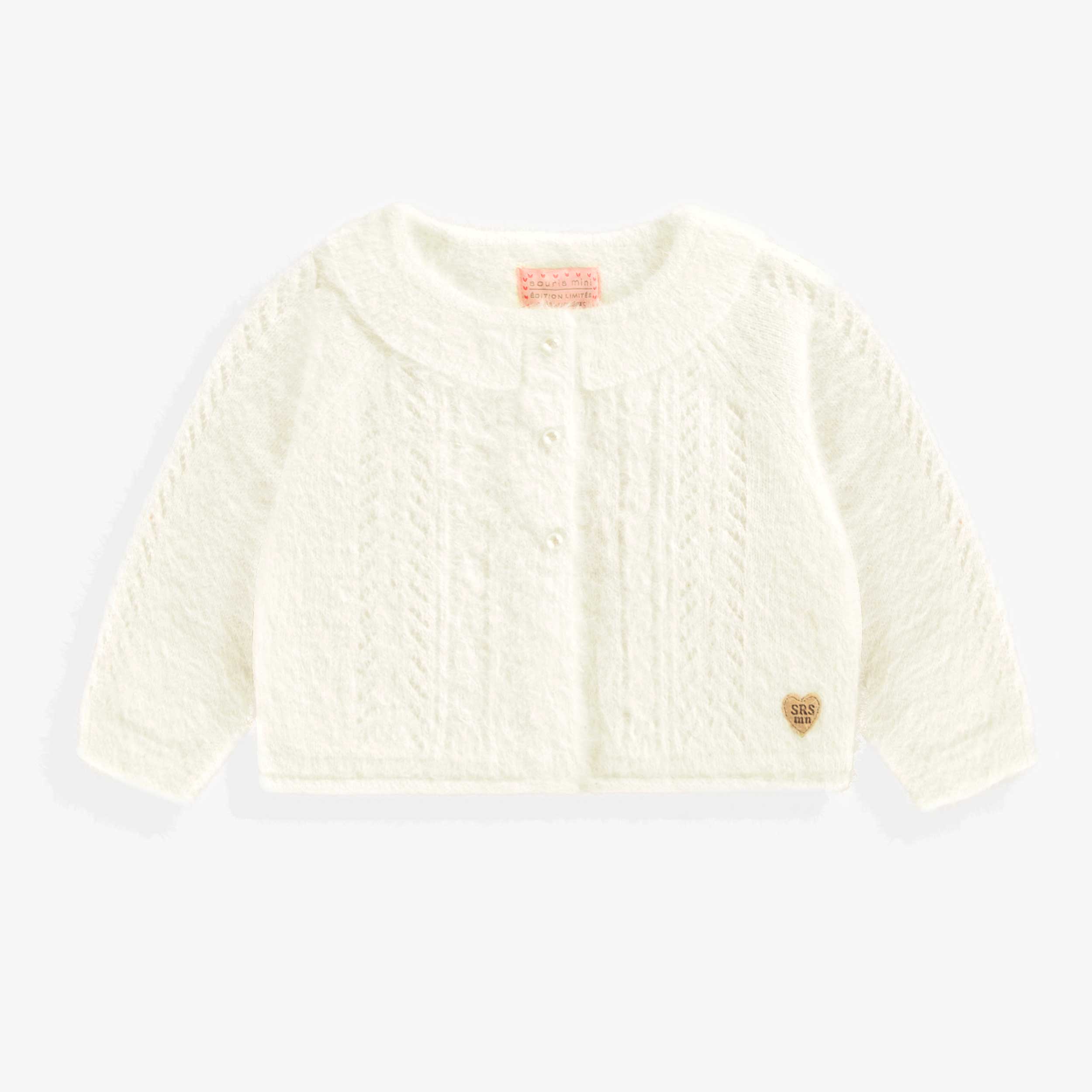 Cardigan blanc pelucheux, bébé