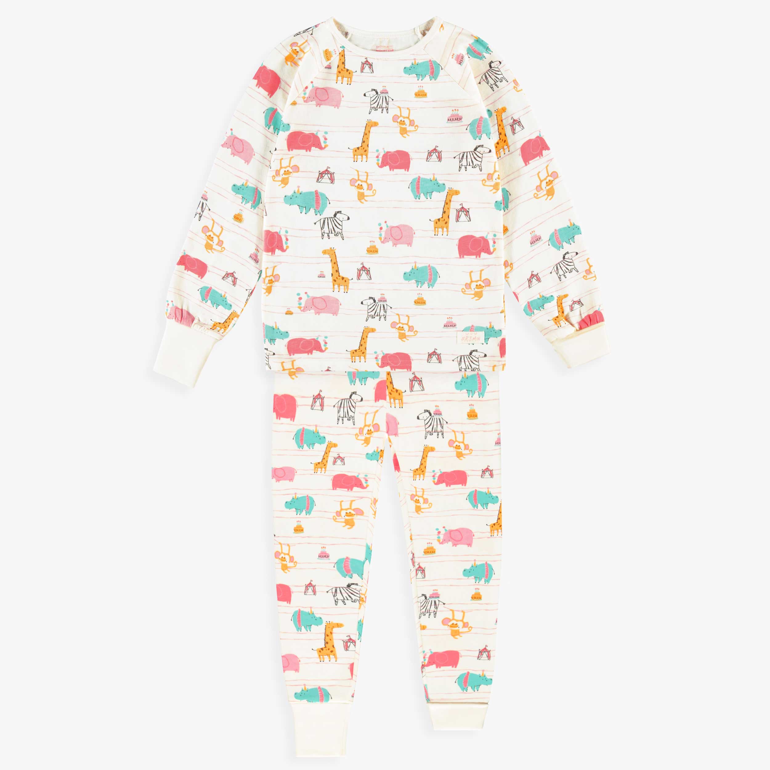 Pyjama deux pièces crème à motifs d’animaux, enfant