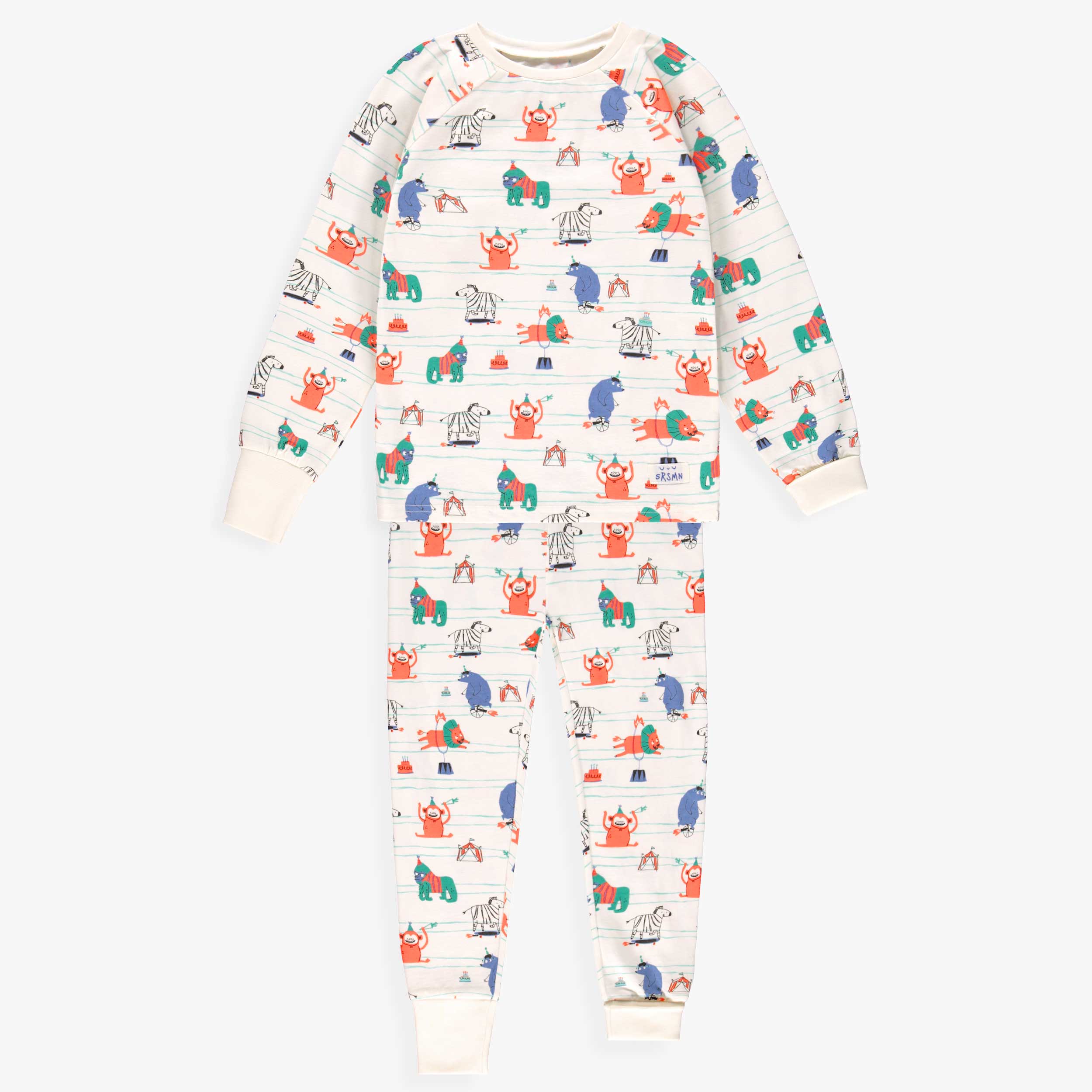 Pyjama deux pièces crème à motifs d’animaux, enfant