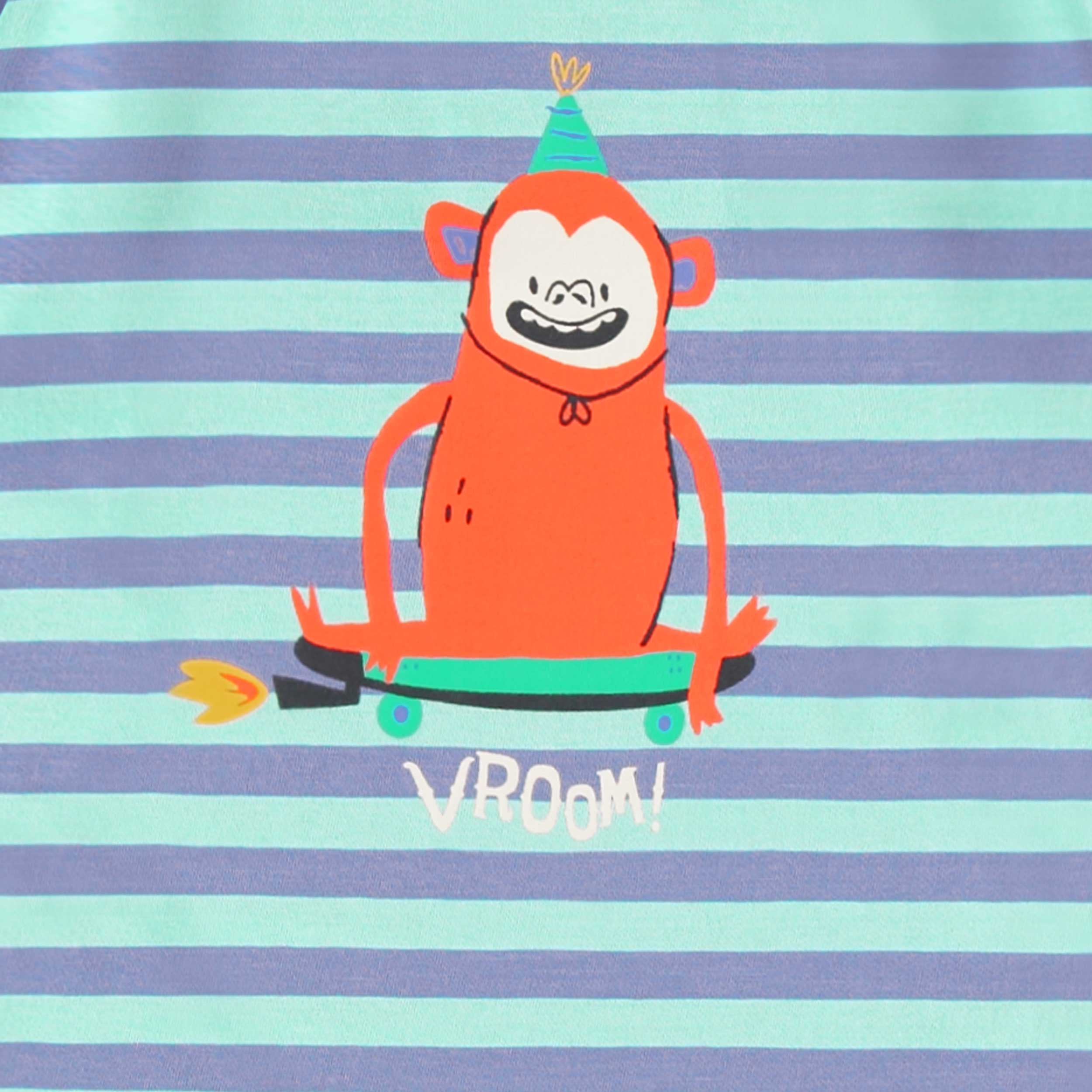 Zoom de l'illustration du pyjama deux pièces bleu à rayures, enfant