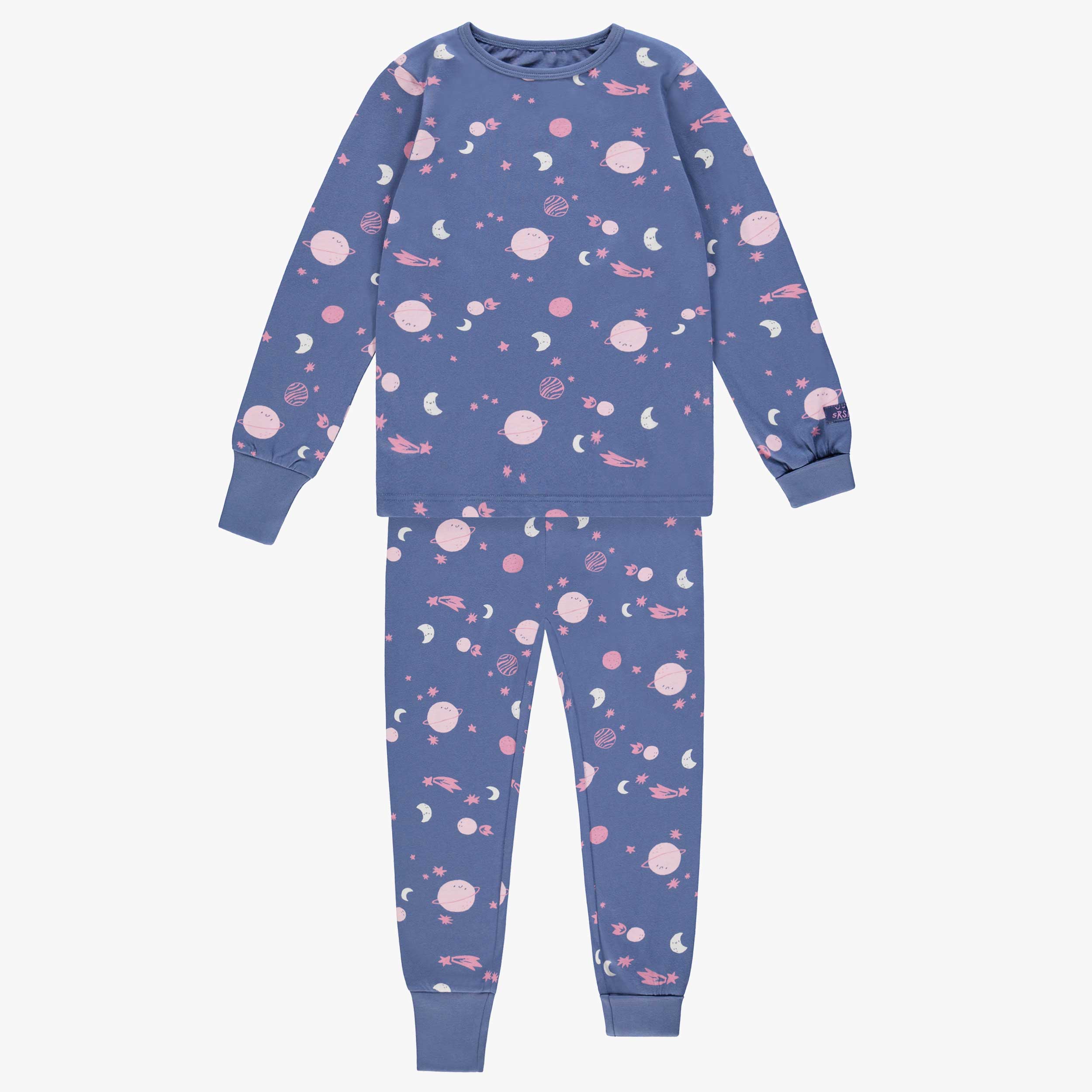 Pyjama deux pièces bleu foncé à motifs de planètes, enfant