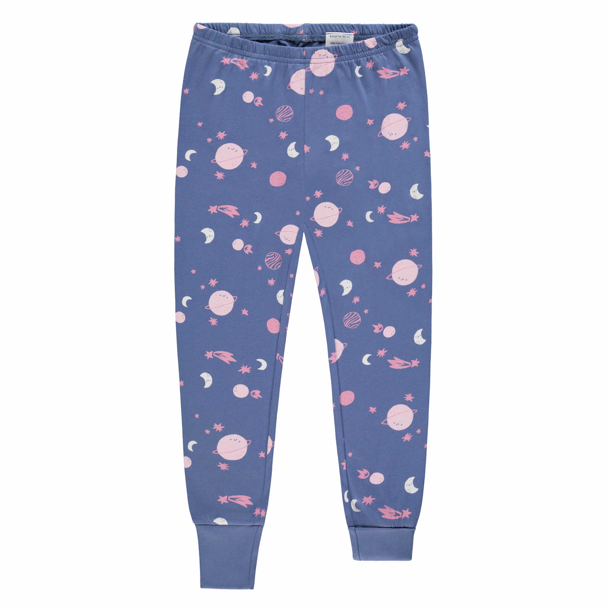 Bas du pyjama deux pièces bleu foncé à motifs de planètes, enfant
