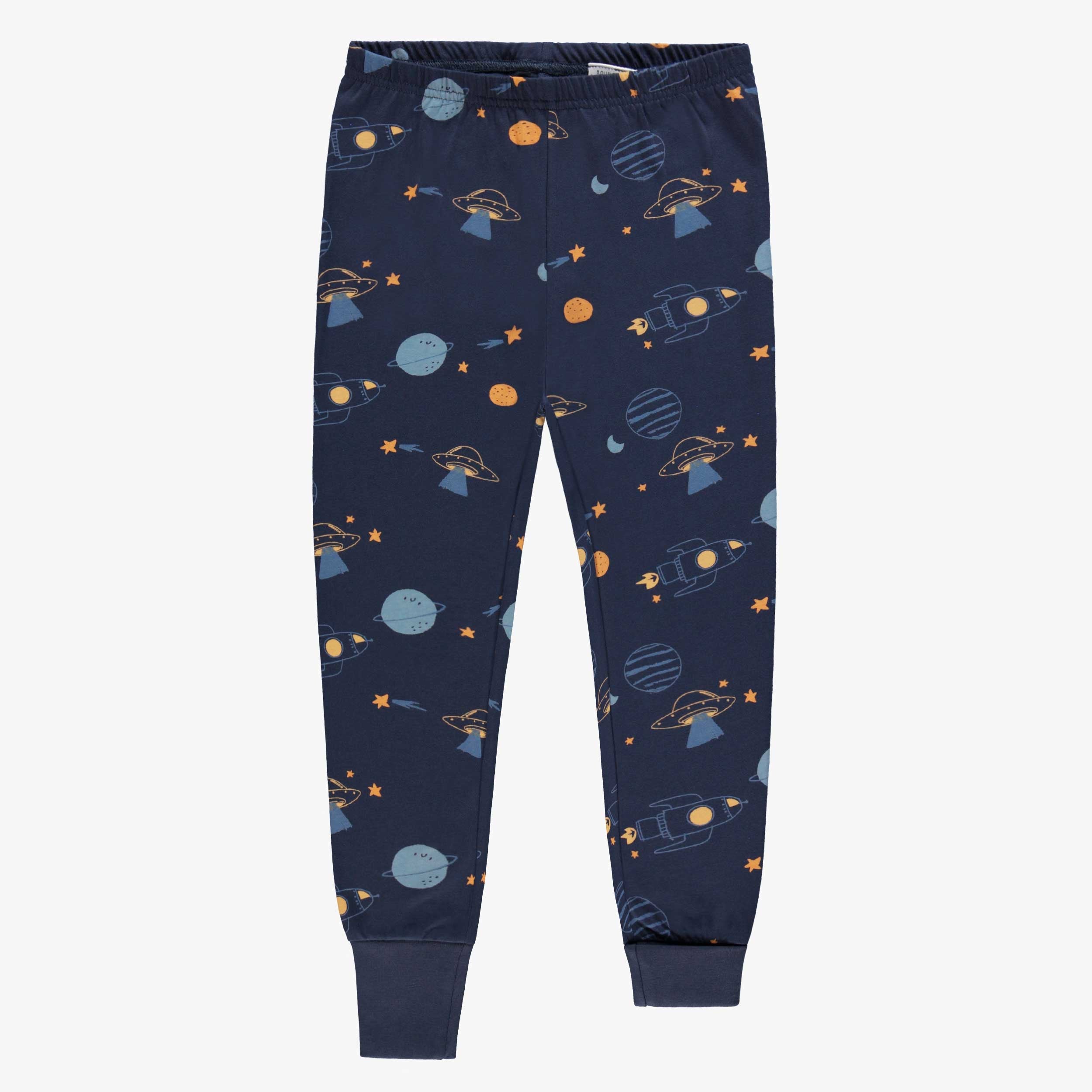 Bas du pyjama deux pièces bleu marine à motifs de planètes, enfant