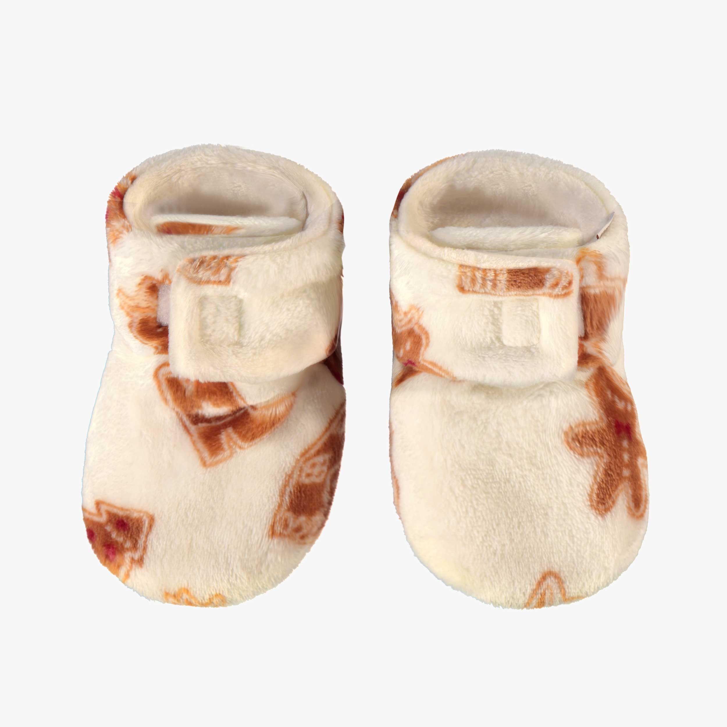 Pantoufles crème à motifs pain d’épices, enfant