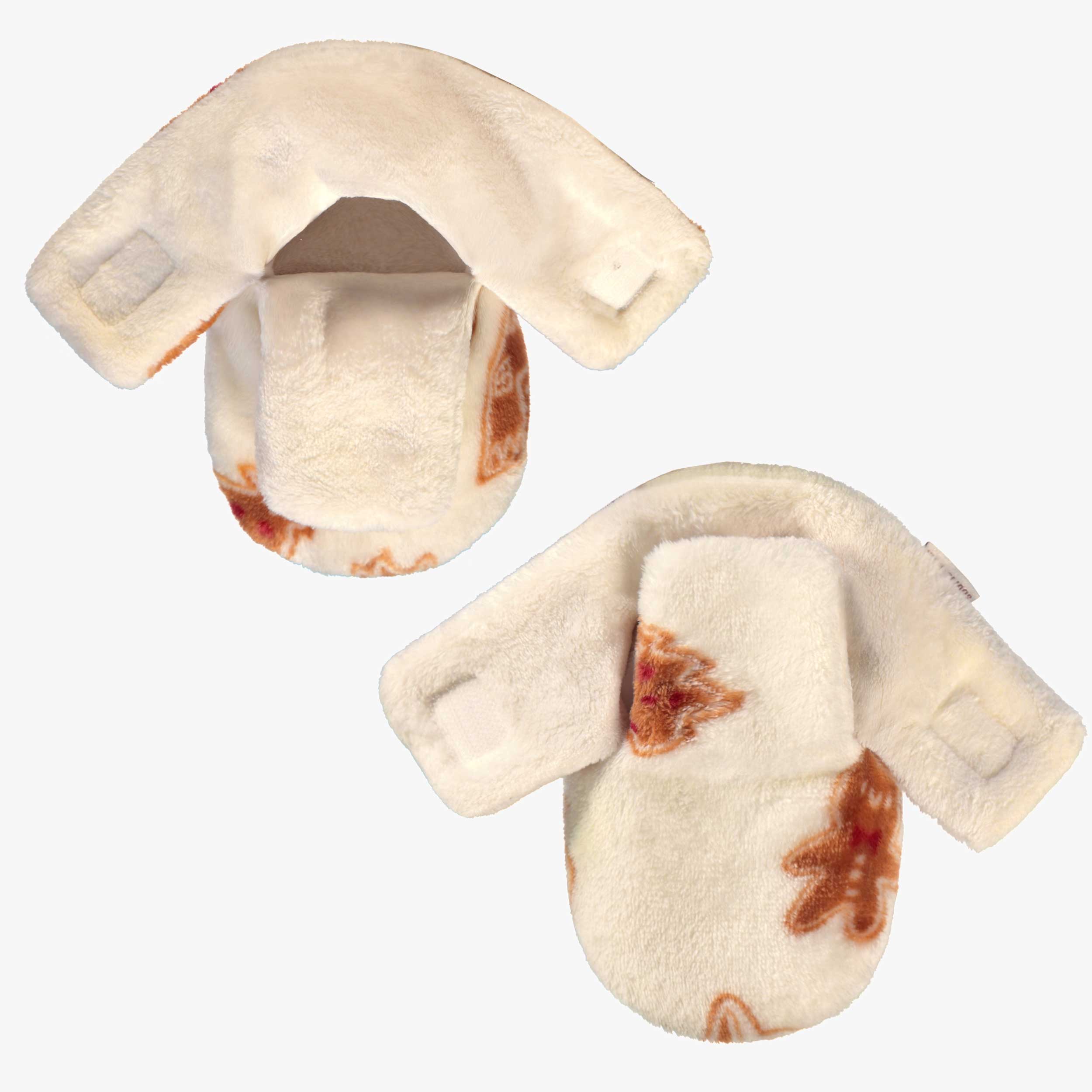 Pantoufles ouvertes crème à motifs pain d’épices, enfant