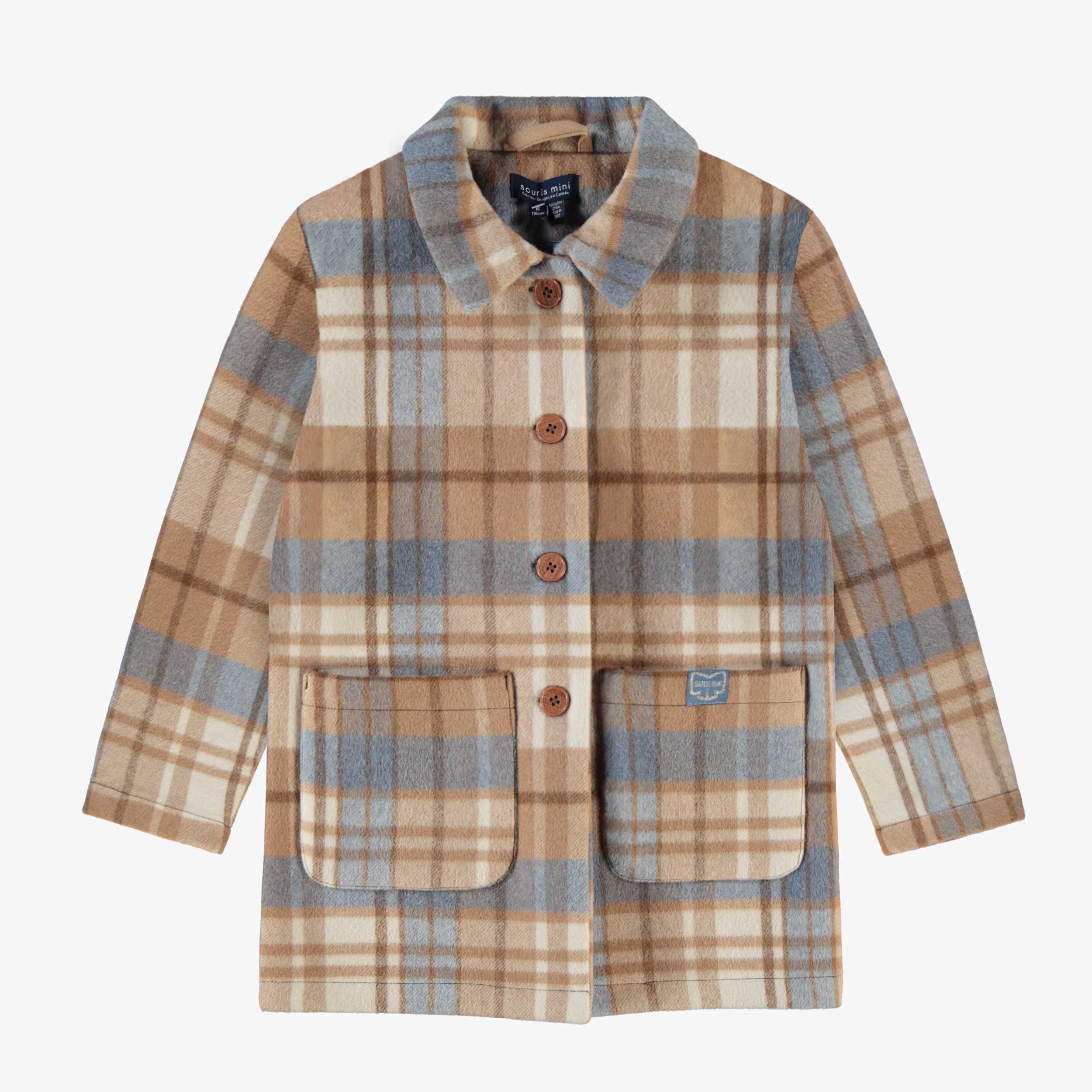Manteau à carreaux en lainage, enfant