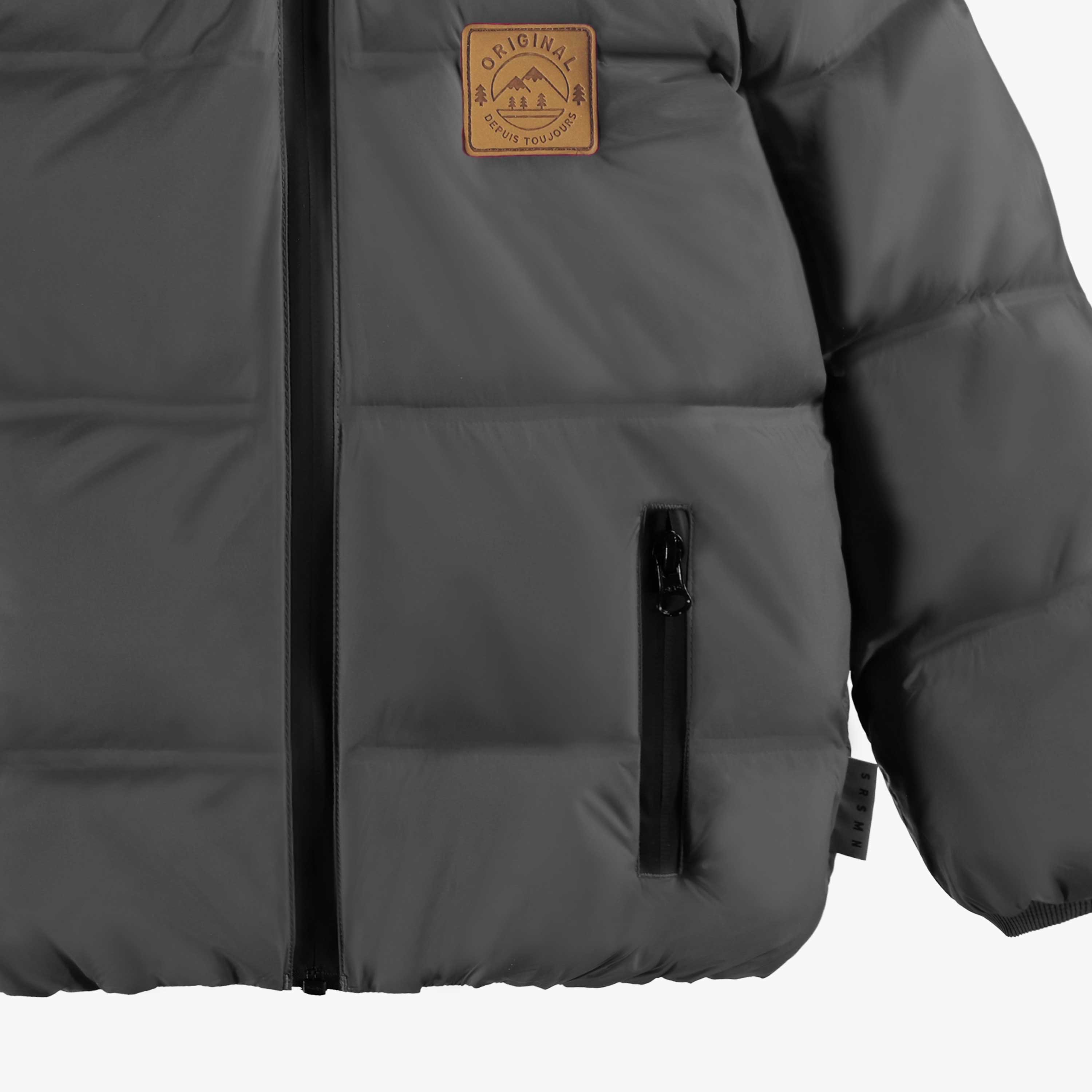 Zoom détails du manteau doudoune noir, enfant