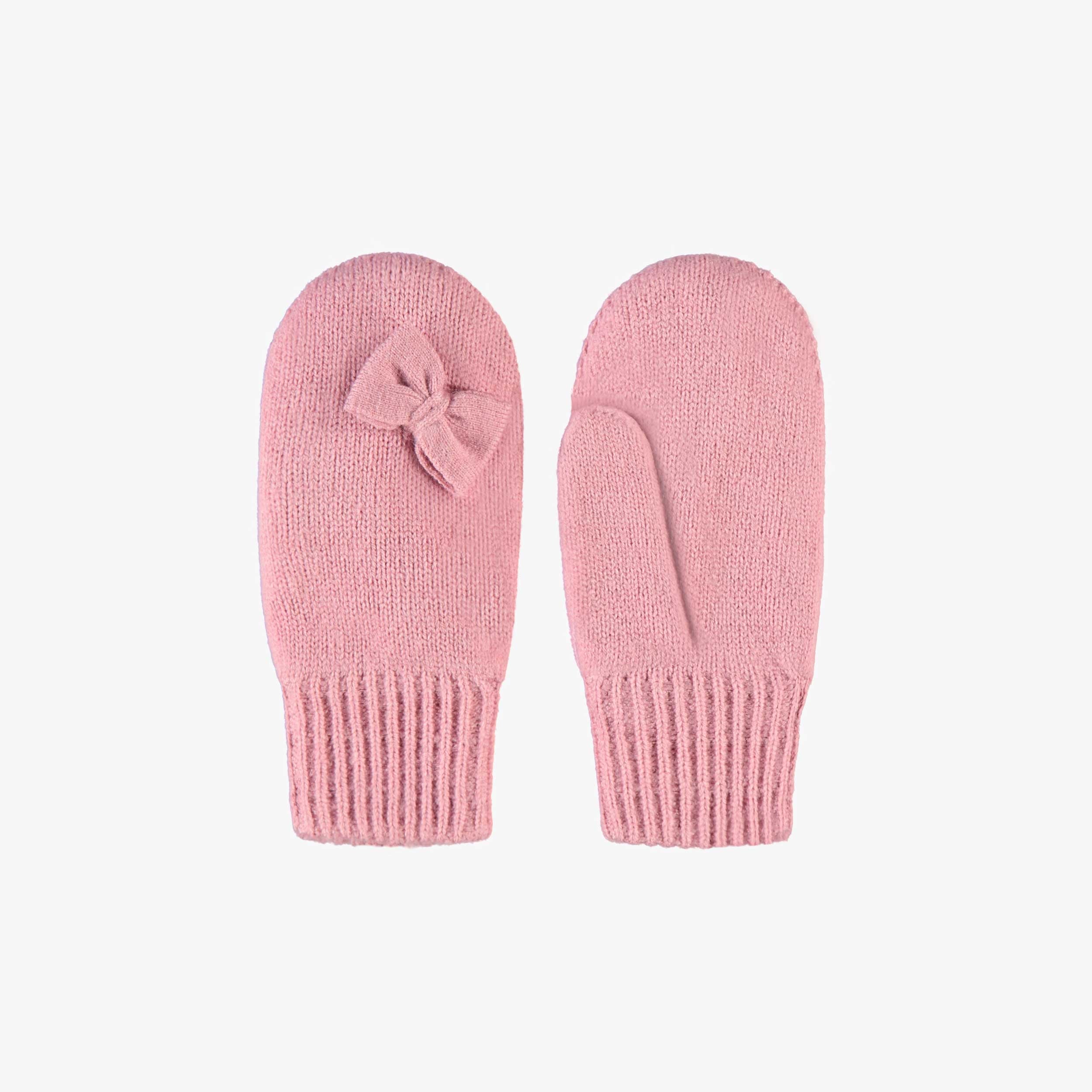Mitaines roses en tricot avec boucles, enfant