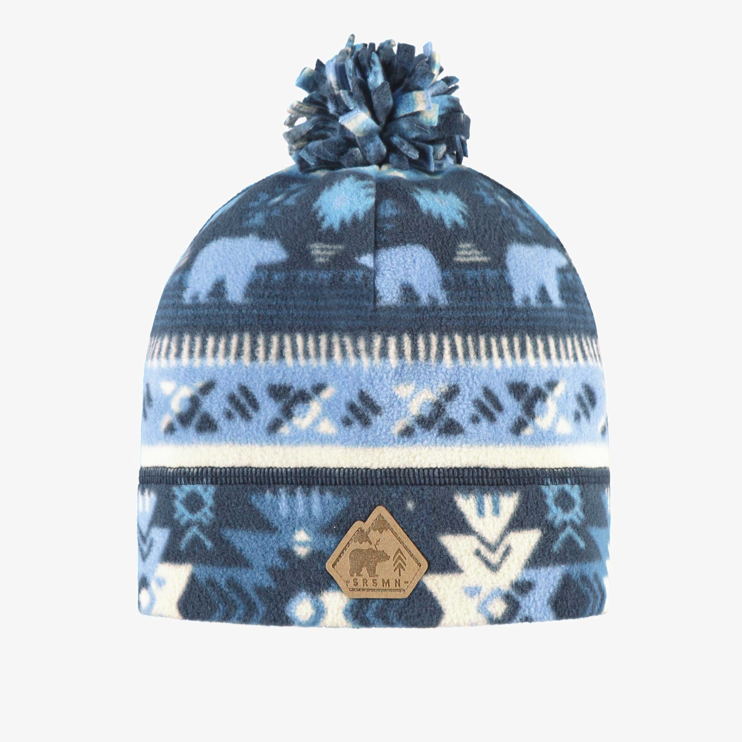 Tuque bleue en polar avec motifs, enfant