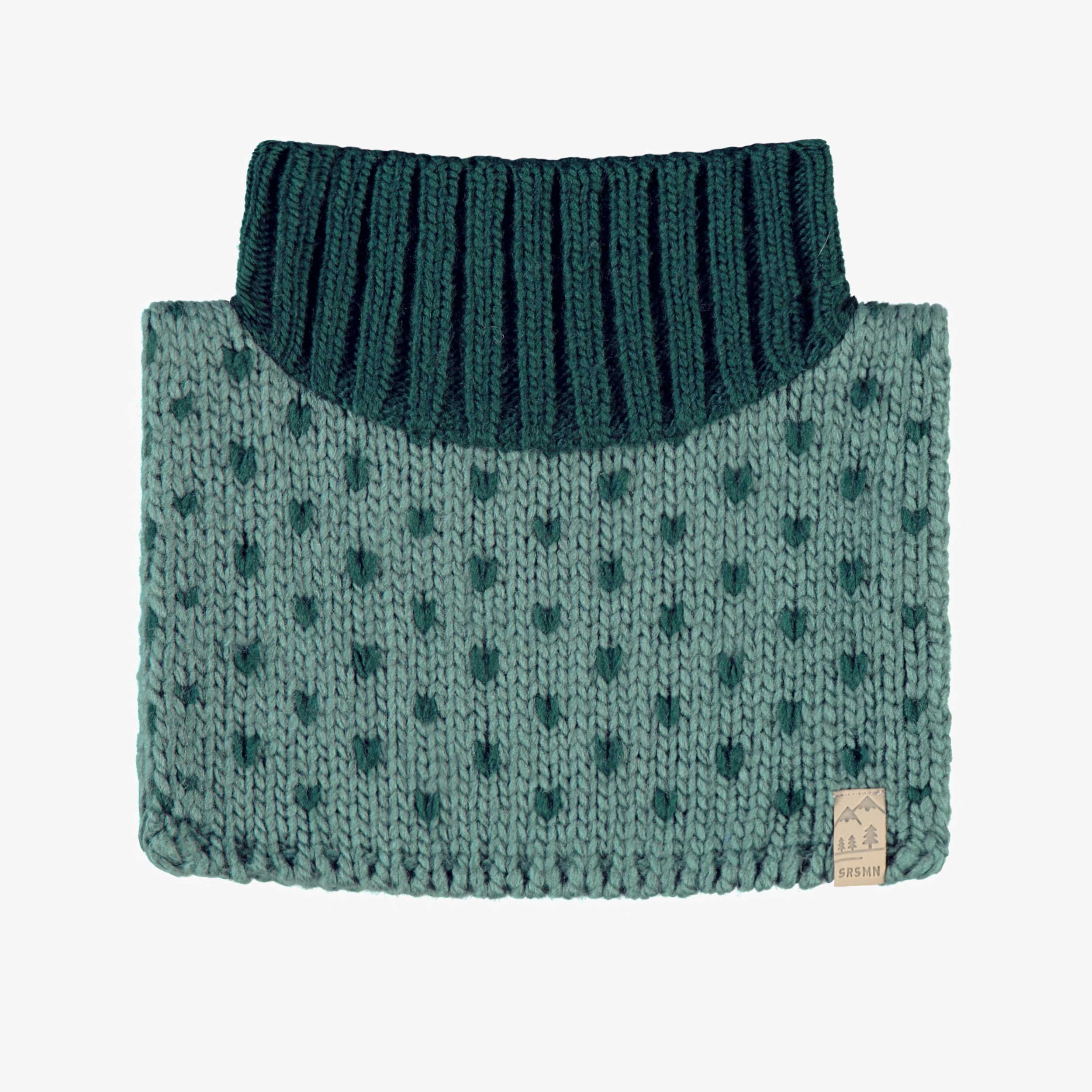 Cache-cou turquoise en tricot avec motifs, enfant