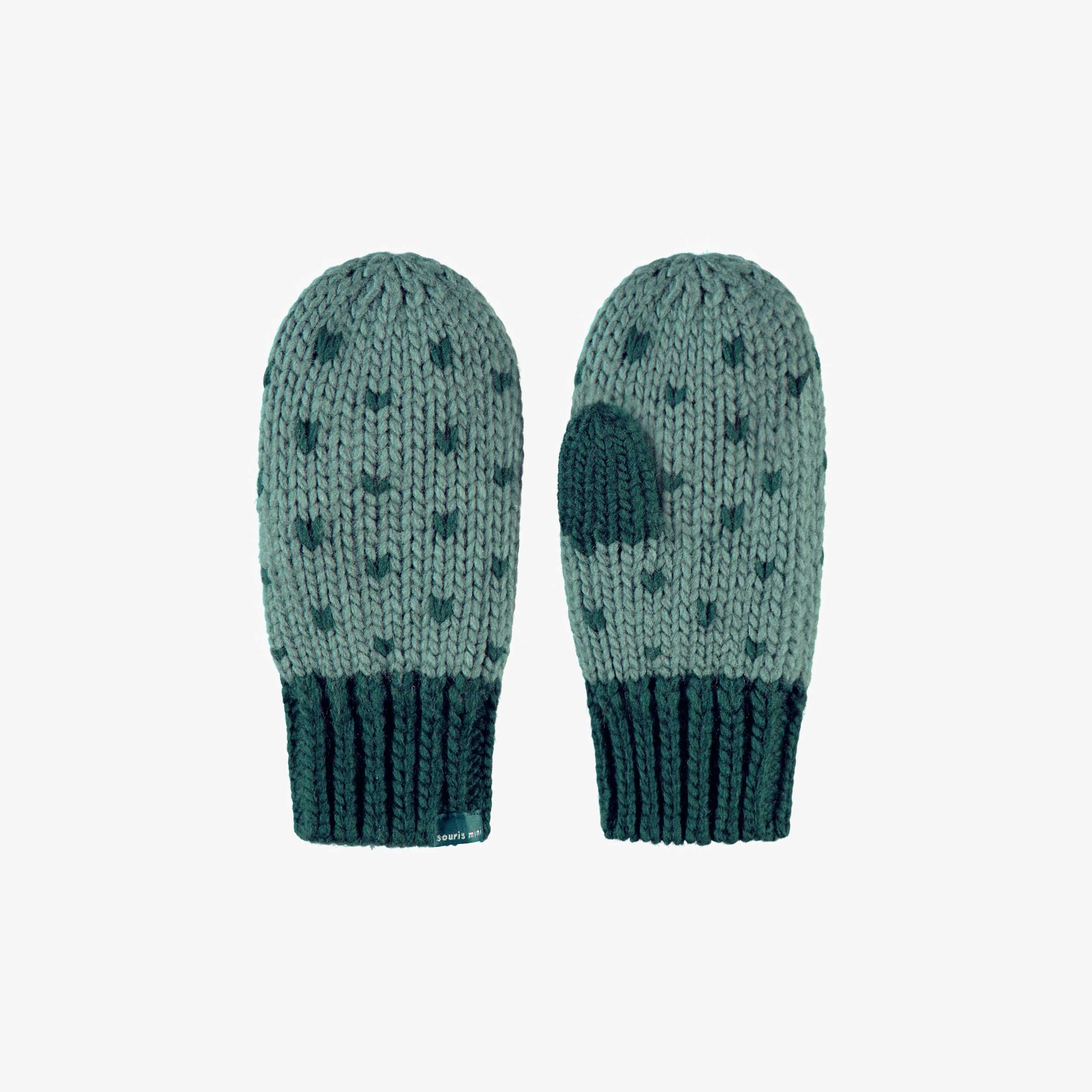 Mitaines turquoise en tricot avec motifs, enfant