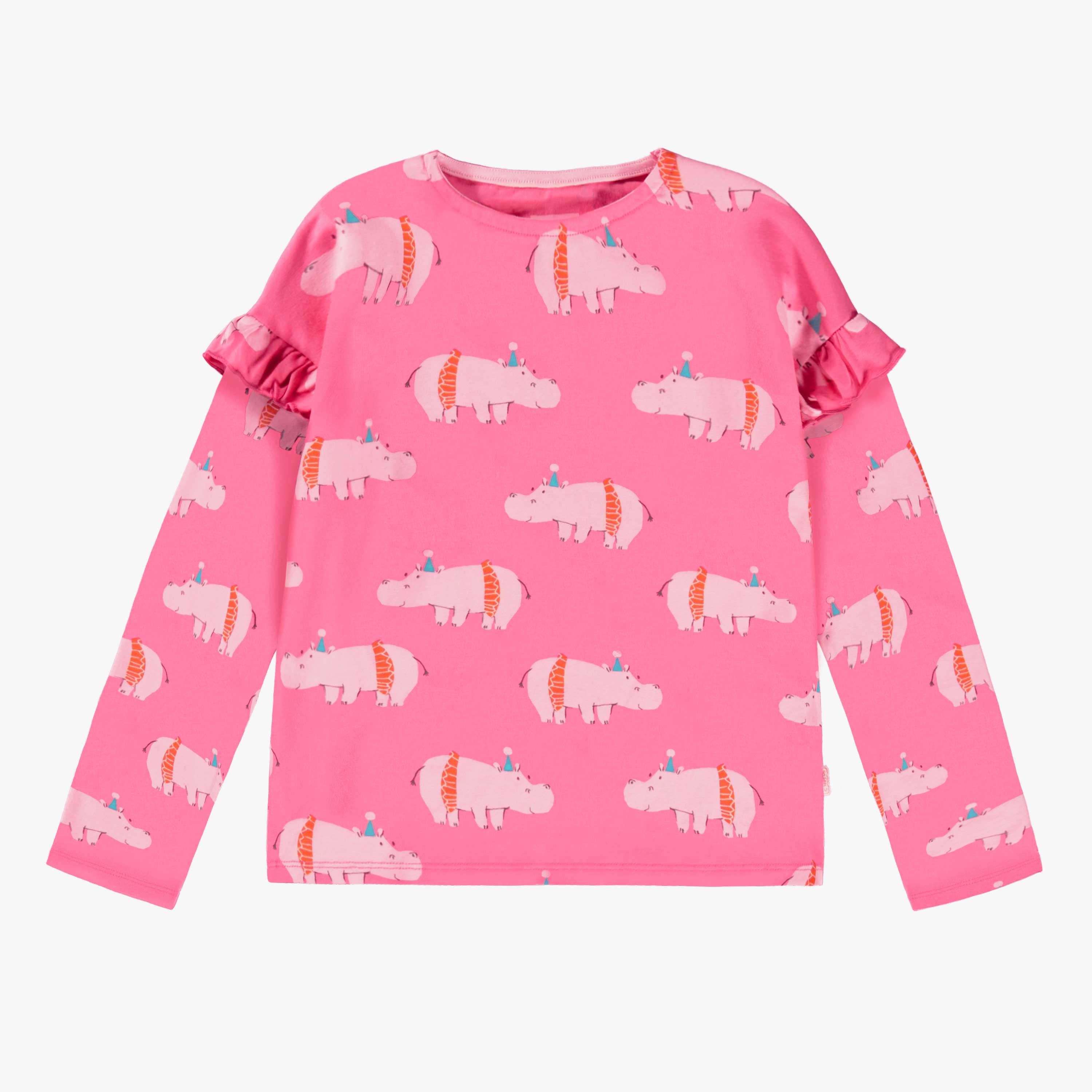 T-shirt rose avec motifs d’hippopotames, enfant