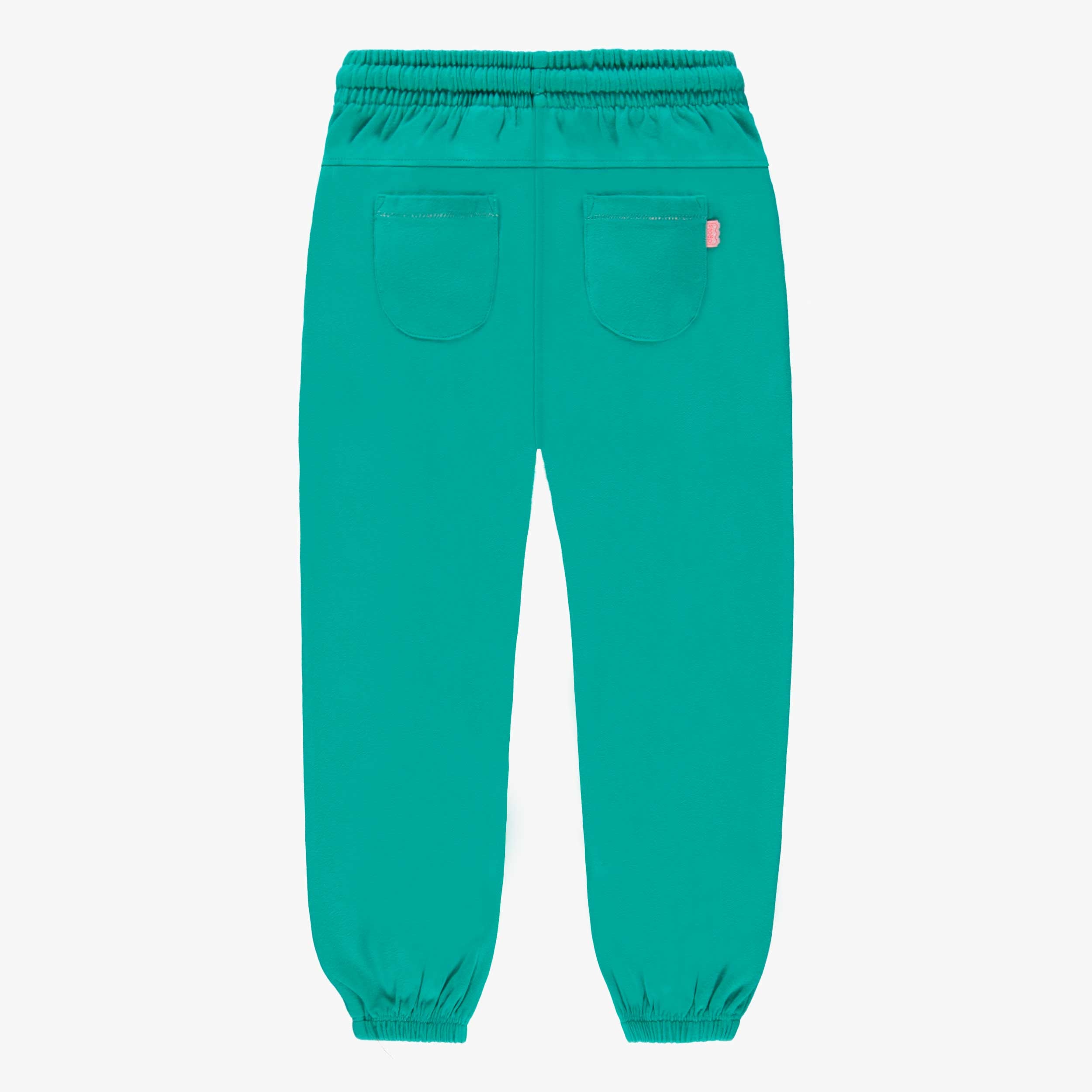 Dos du pantalon turquoise style jogger, enfant