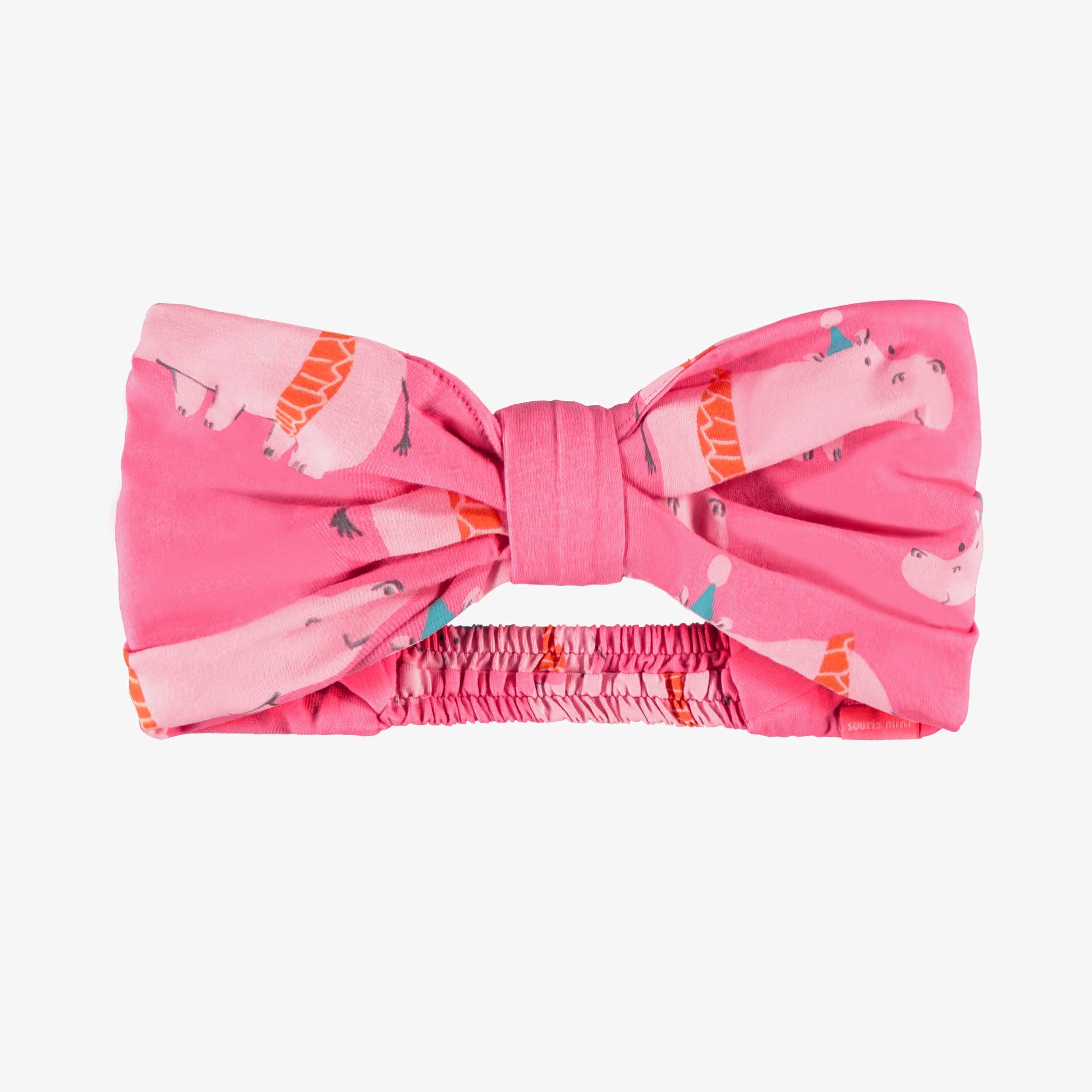 Bandeau rose à motifs d’hippopotames, enfant