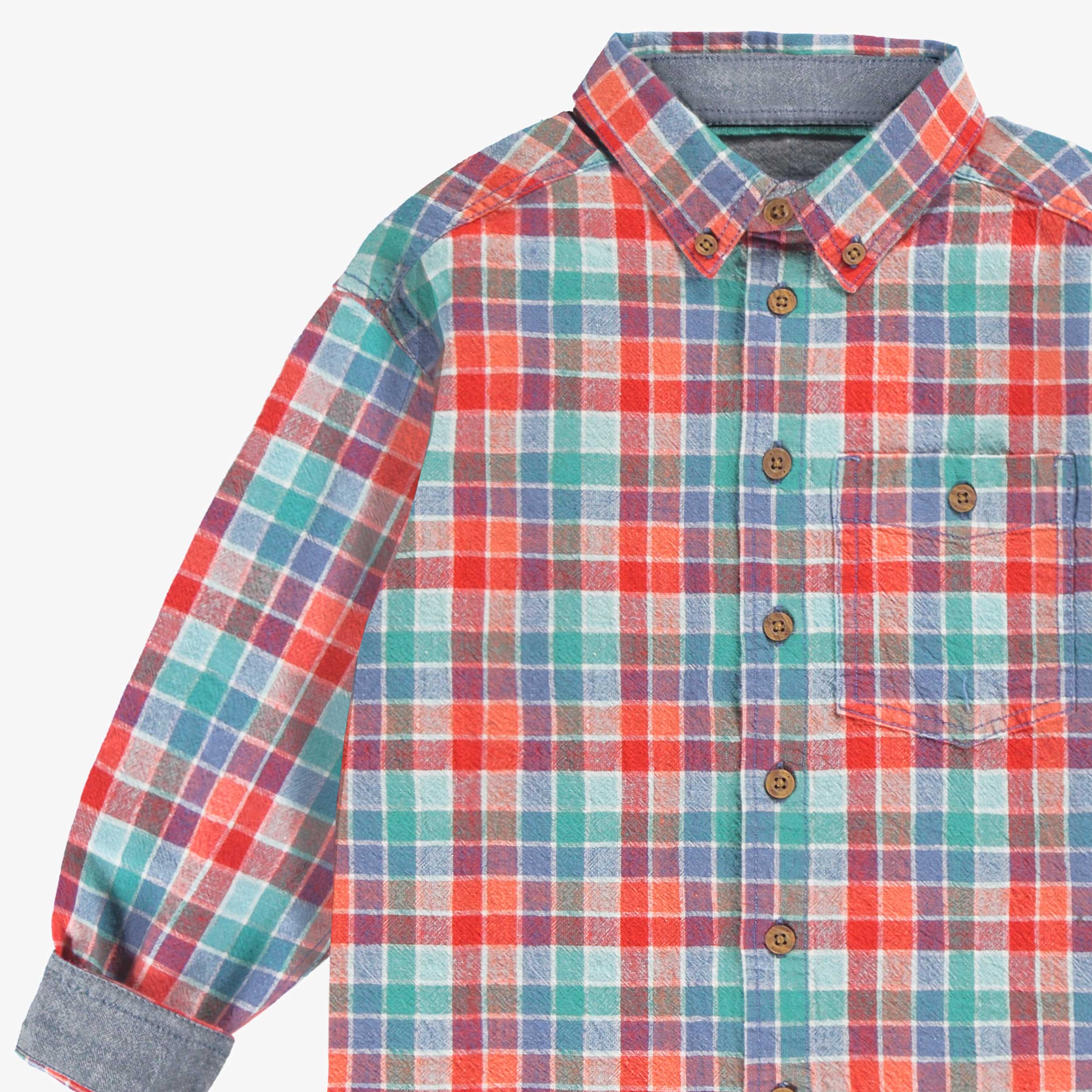 Zoom imprimés de la chemise colorée à carreaux, enfant