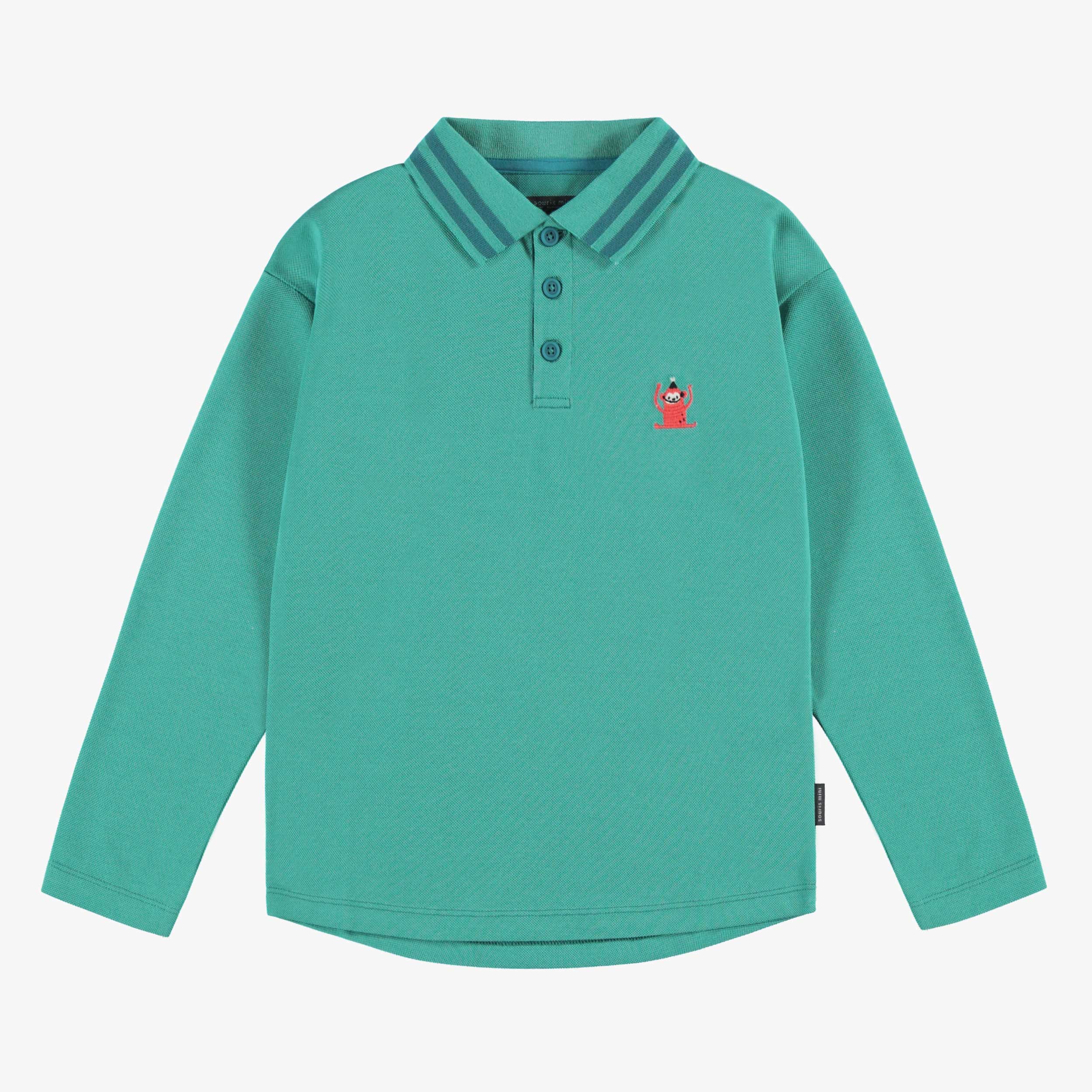 Polo turquoise à manches longues, enfant