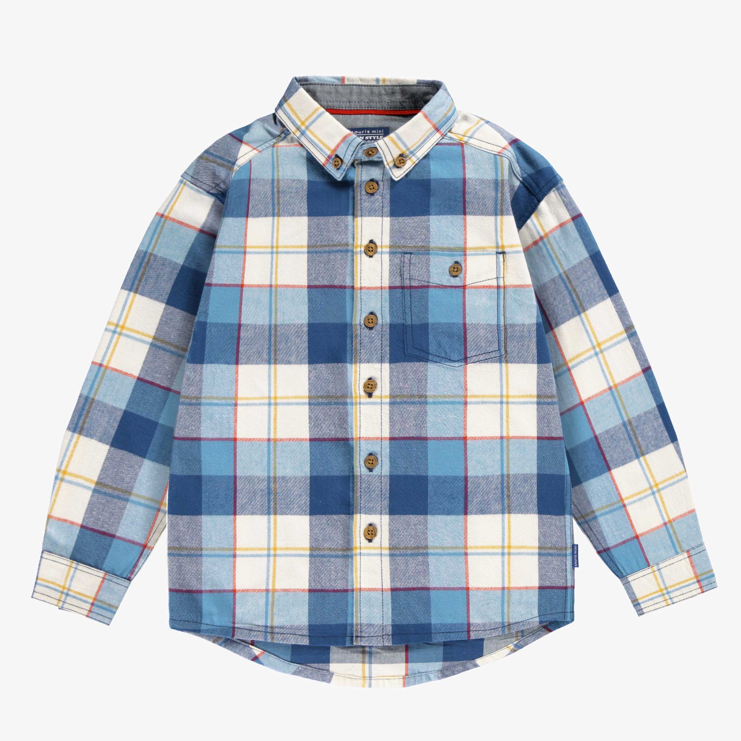 Chemise bleue à carreaux, enfant