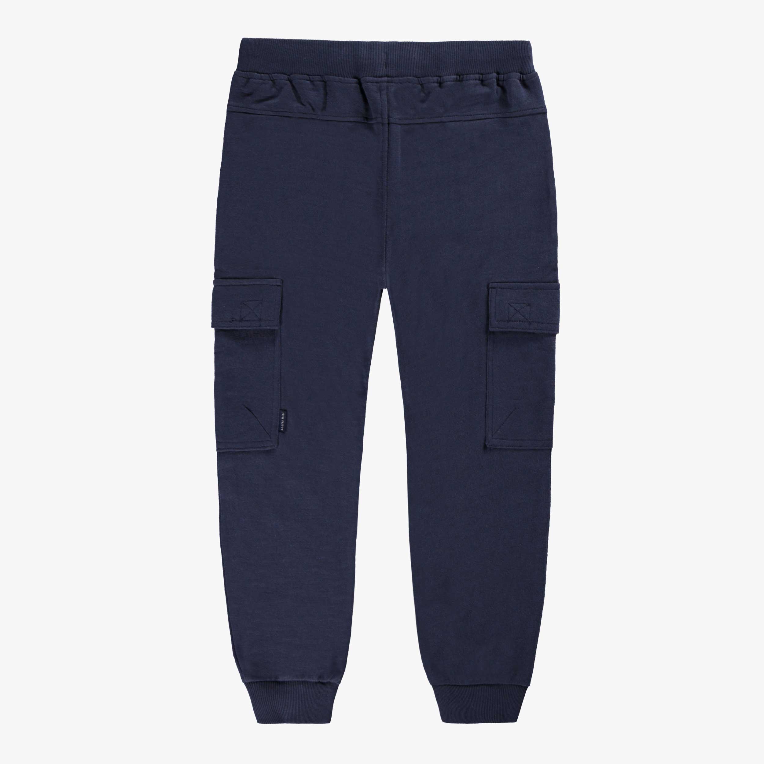 Dos du pantalon bleu marine style jogger, enfant