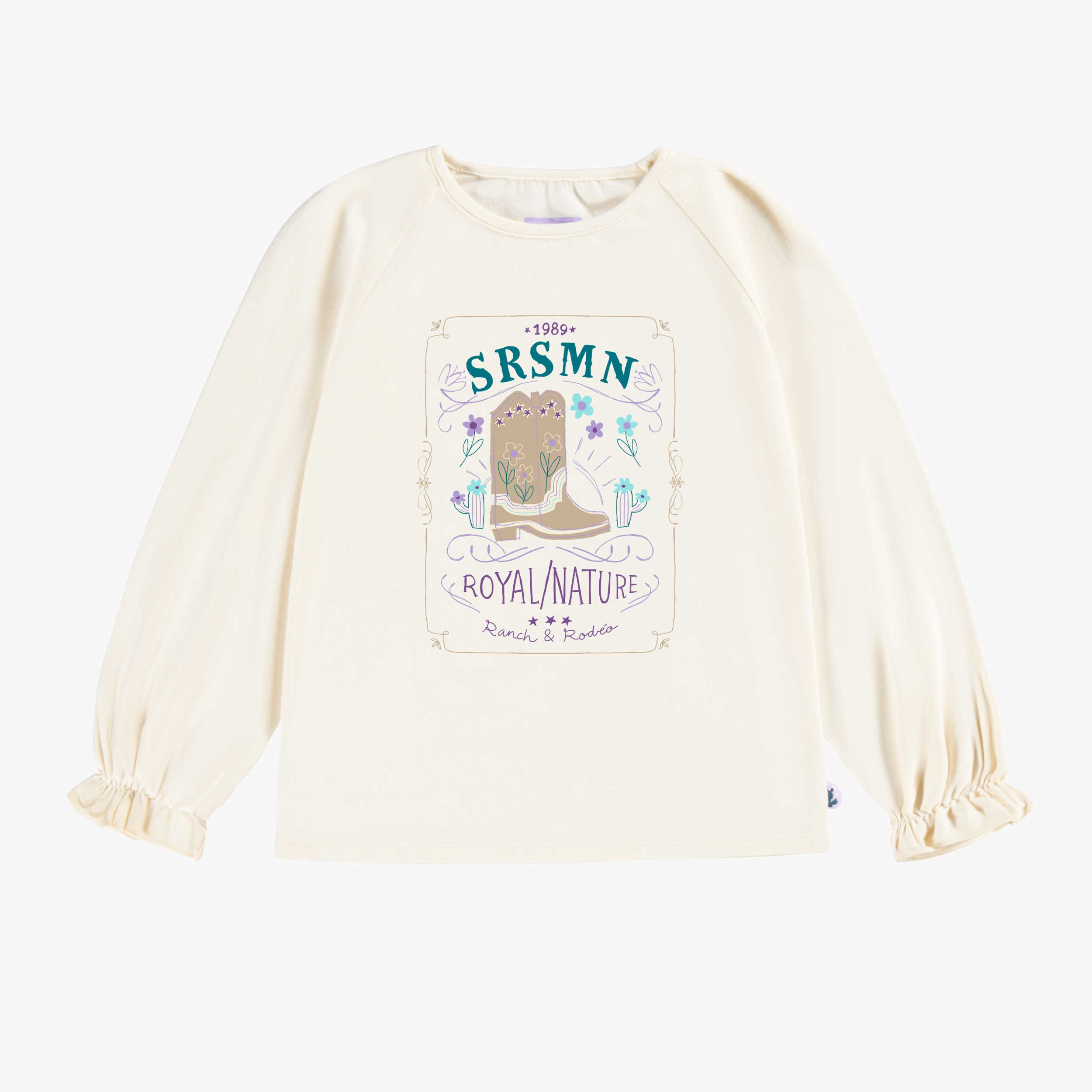 T-shirt beige avec illustration, enfant