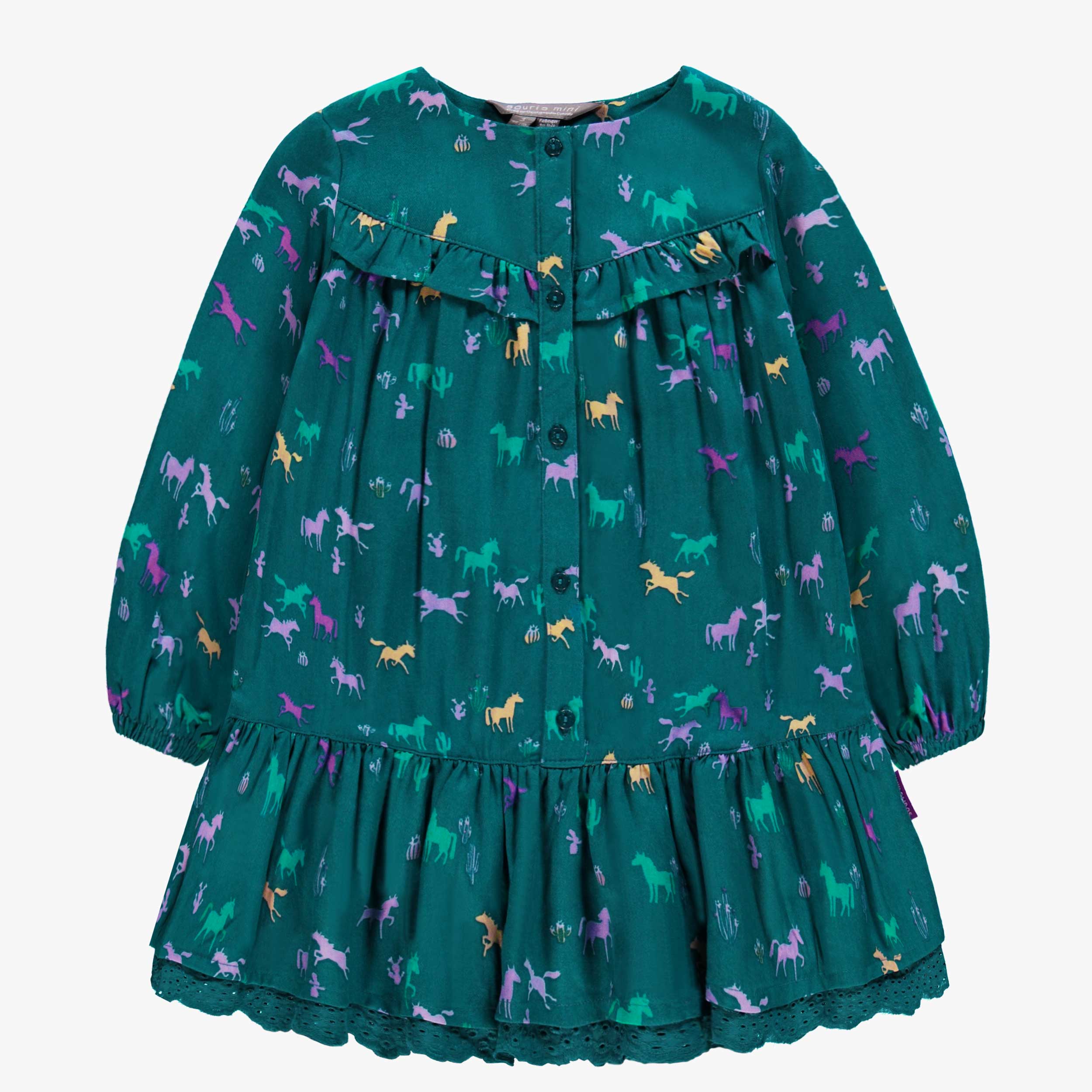 Robe turquoise à motifs, enfant