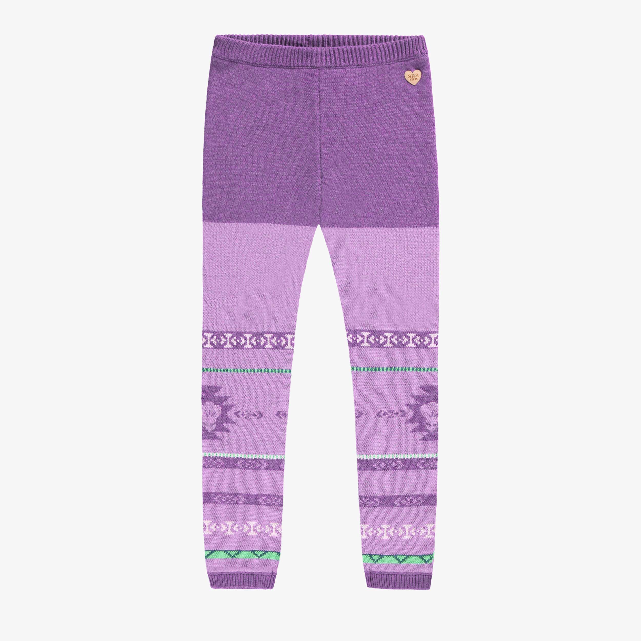 Legging mauve en tricot avec motifs, enfant