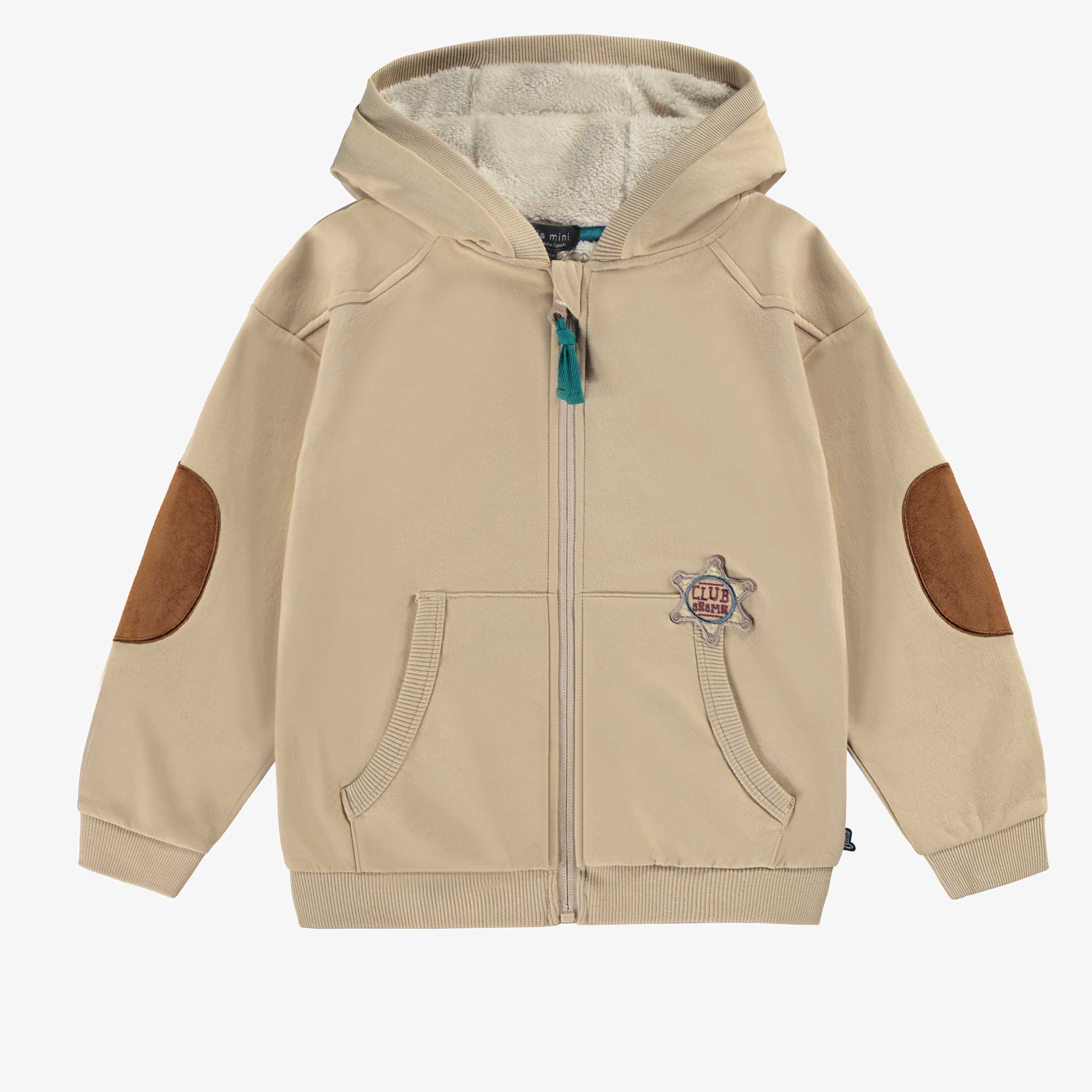 Veste beige sable avec capuchon, enfant