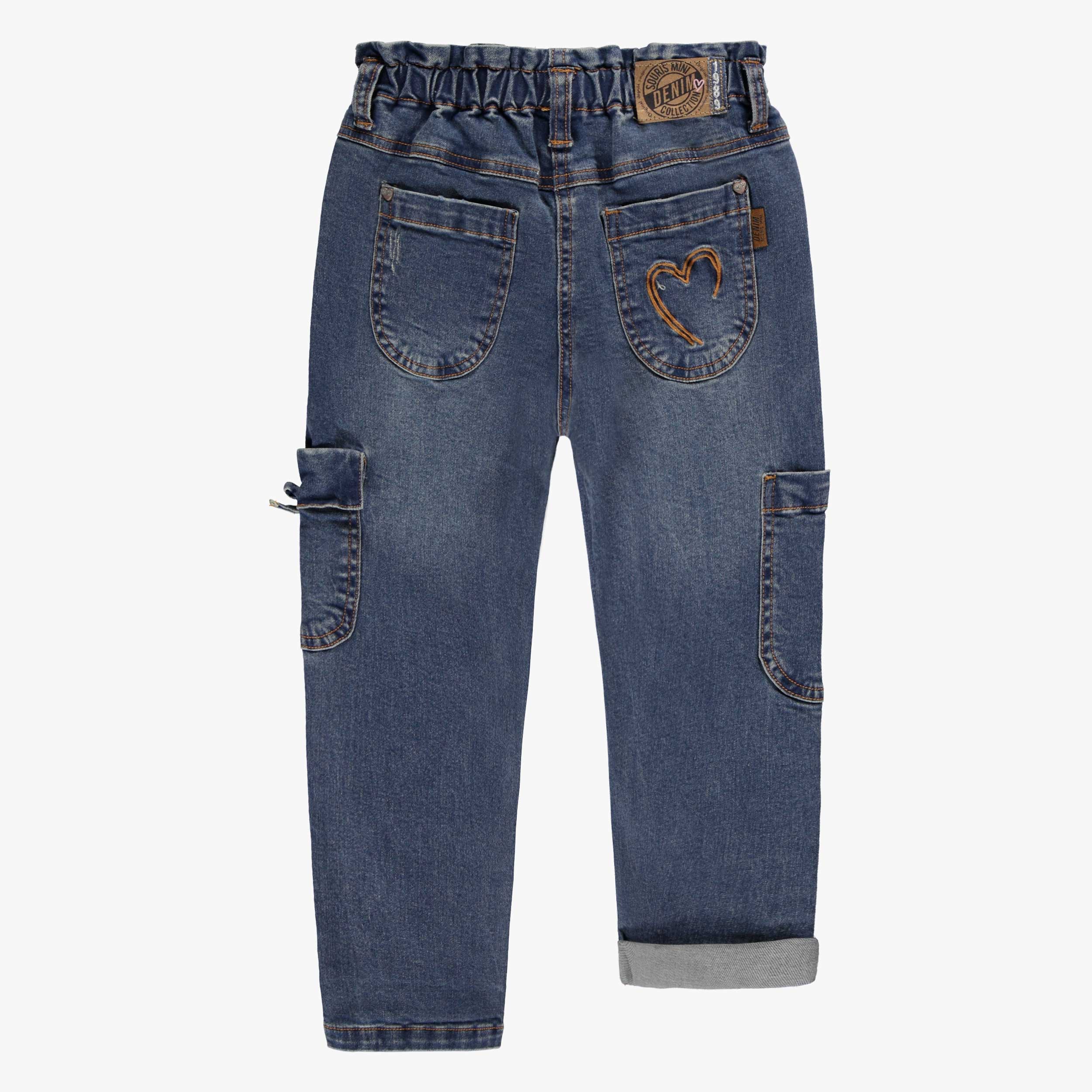 Blue paperbag-waist jeans, child