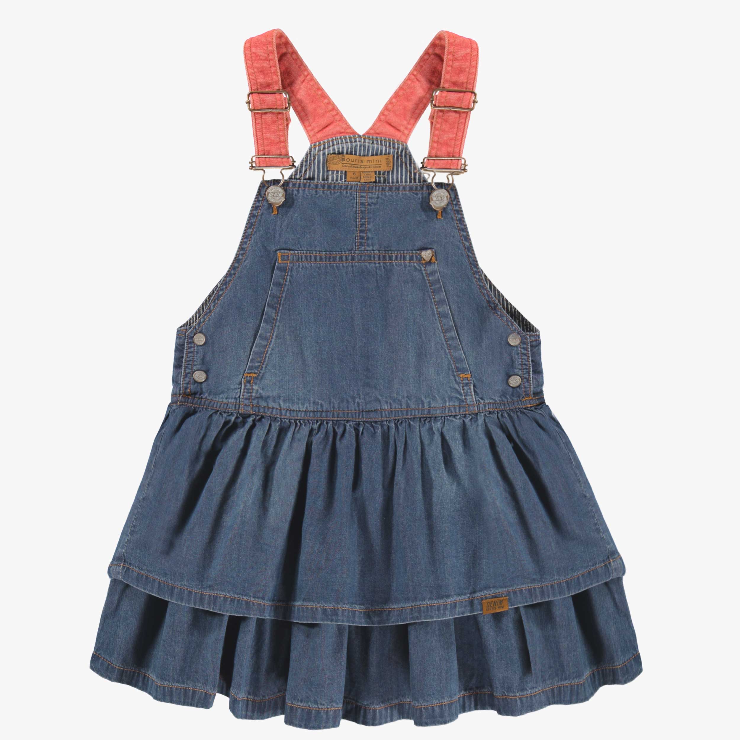 Robe chasuble bleue en denim, enfant
