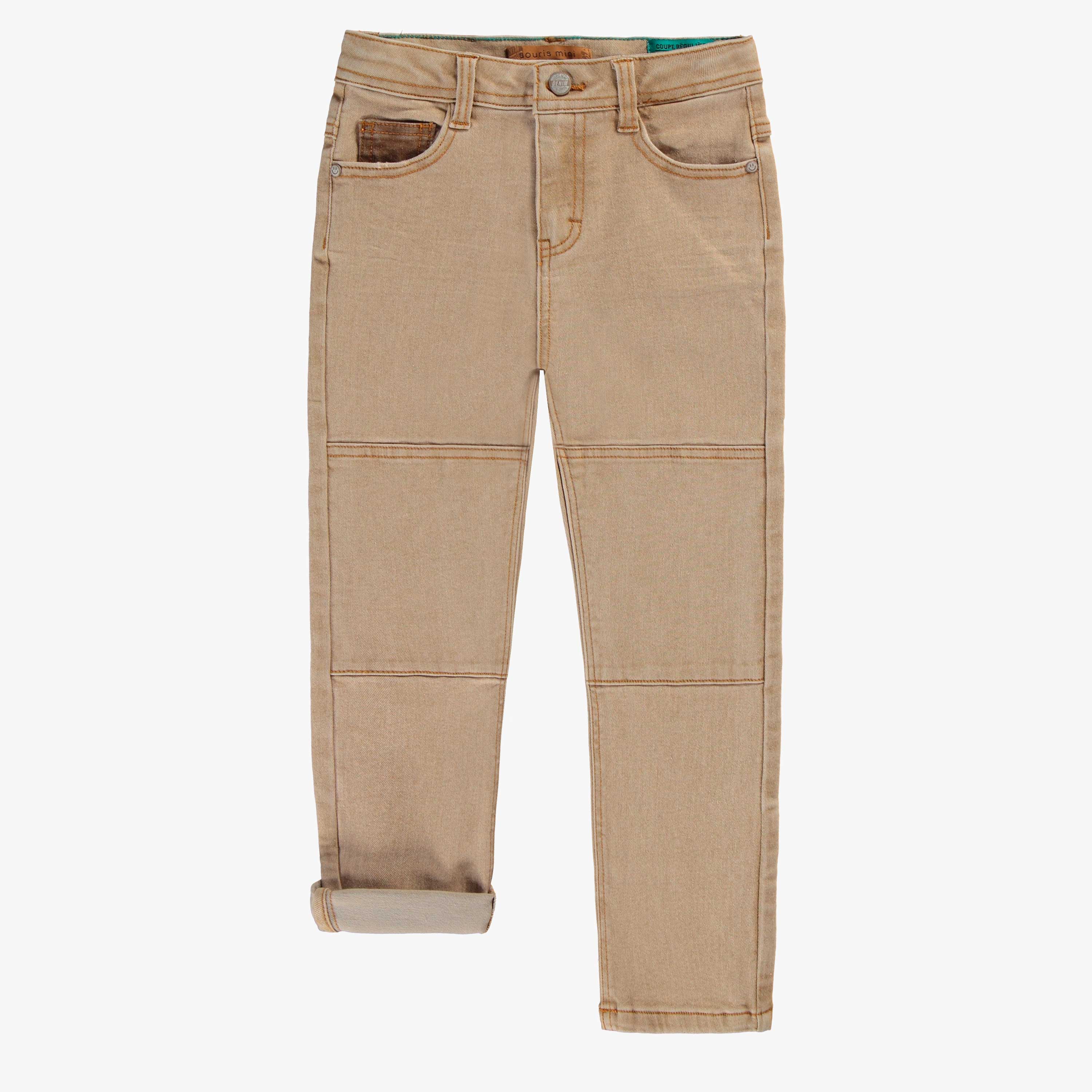 Jean beige coupe régulière, enfant
