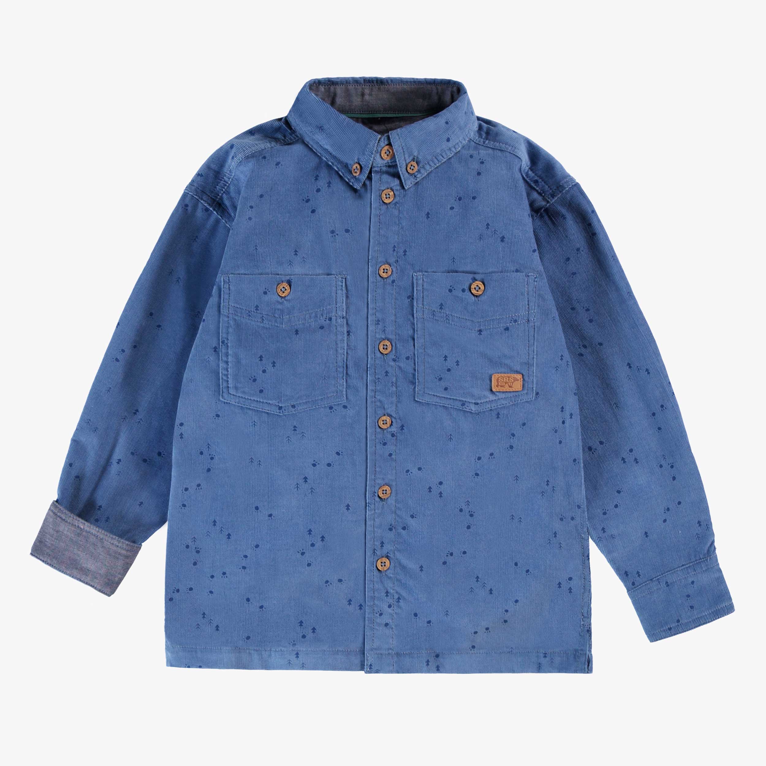 Chemise bleue en velours côtelé, enfant