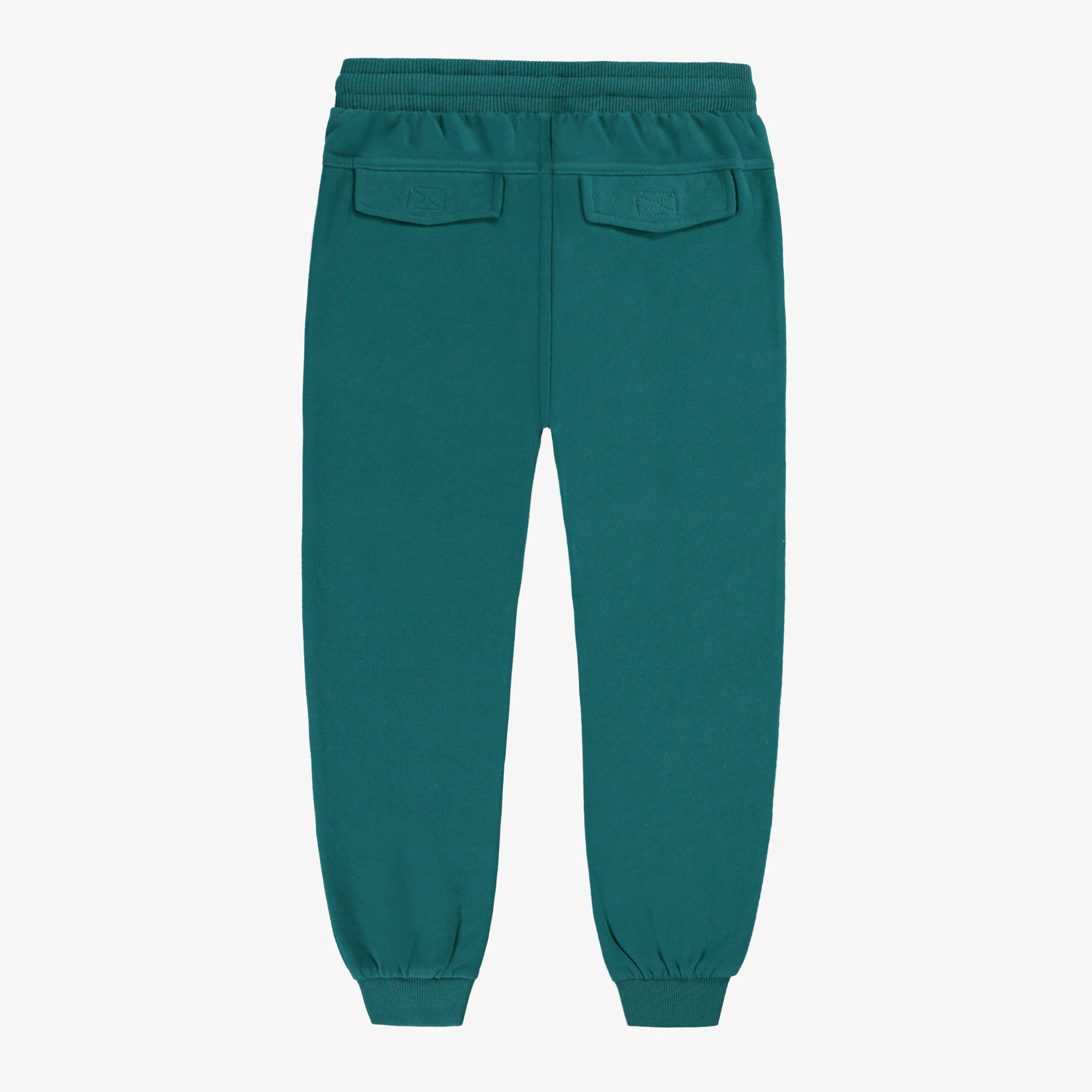 Dos du pantalon bleu sarcelle style jogger, enfant