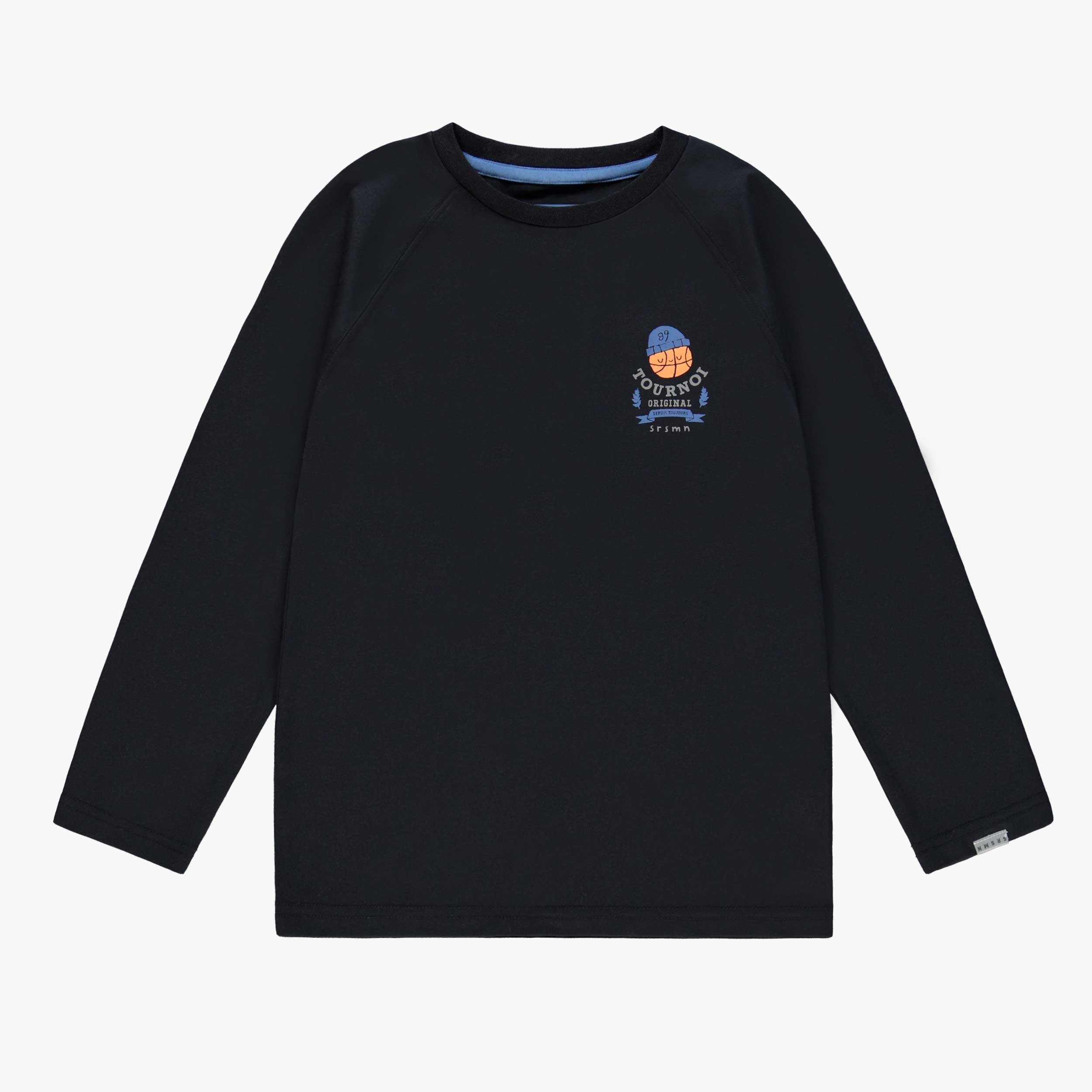 T-shirt noir avec illustration, enfant