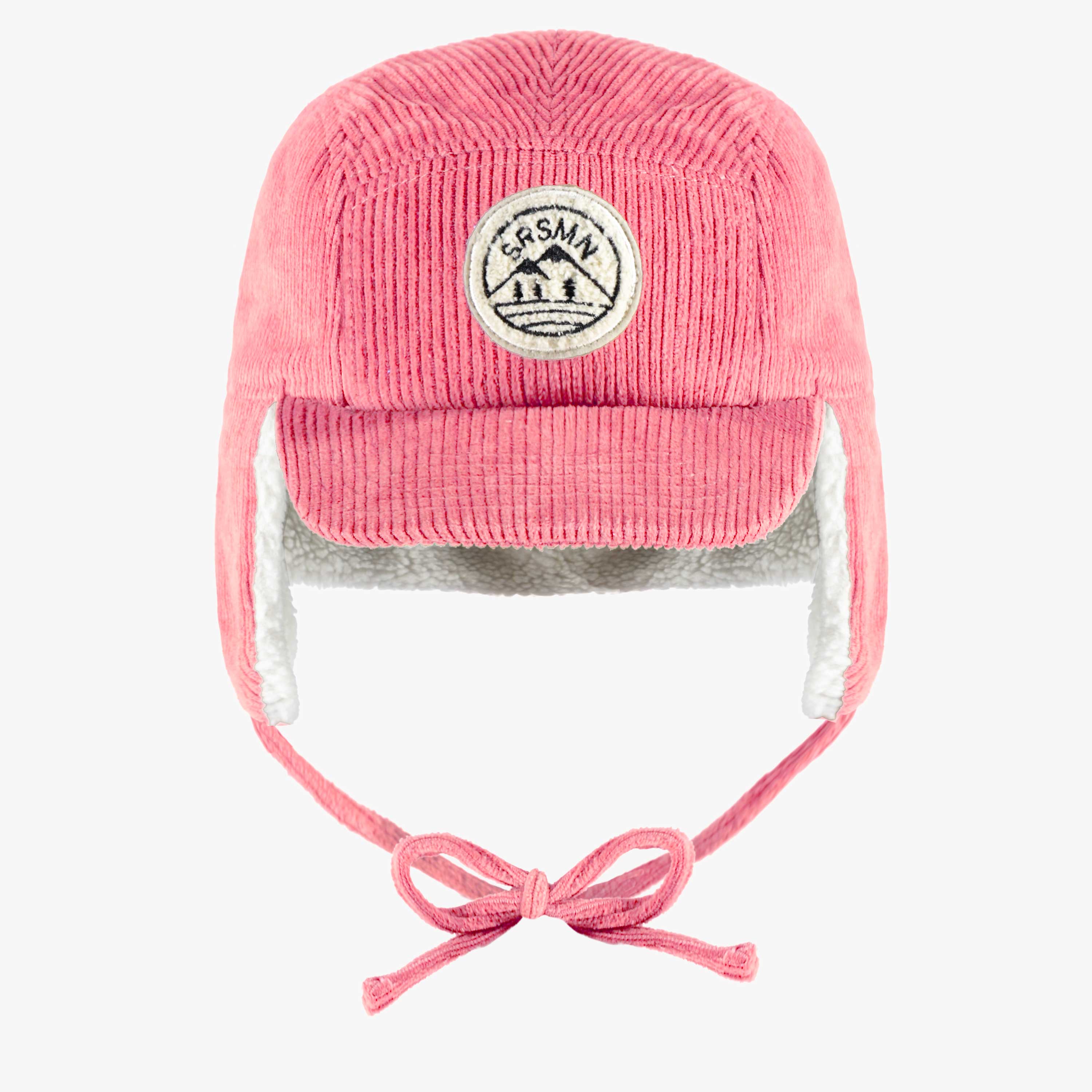 Casquette rose en velours côtelé, enfant