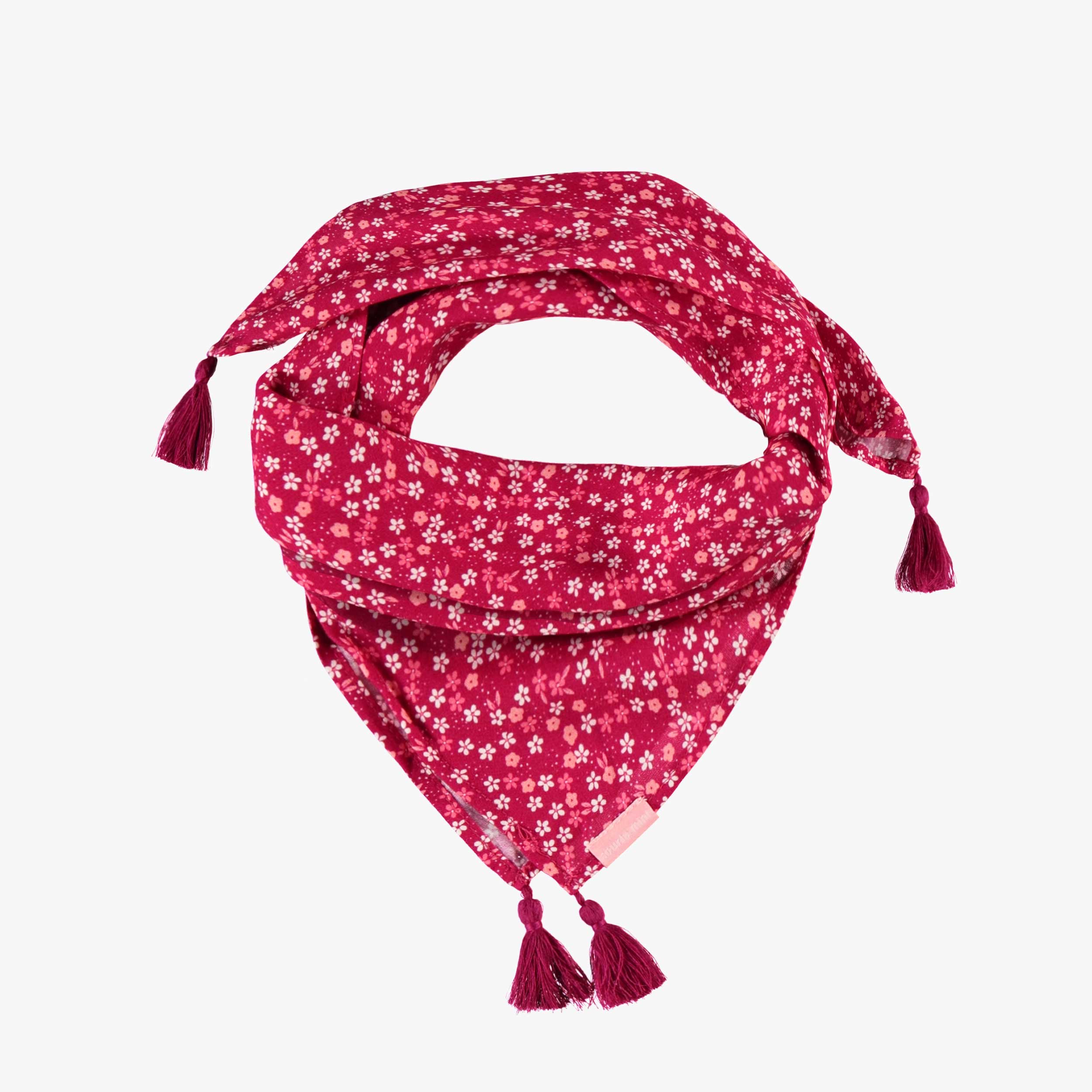 Foulard rose framboise à motif floral, enfant