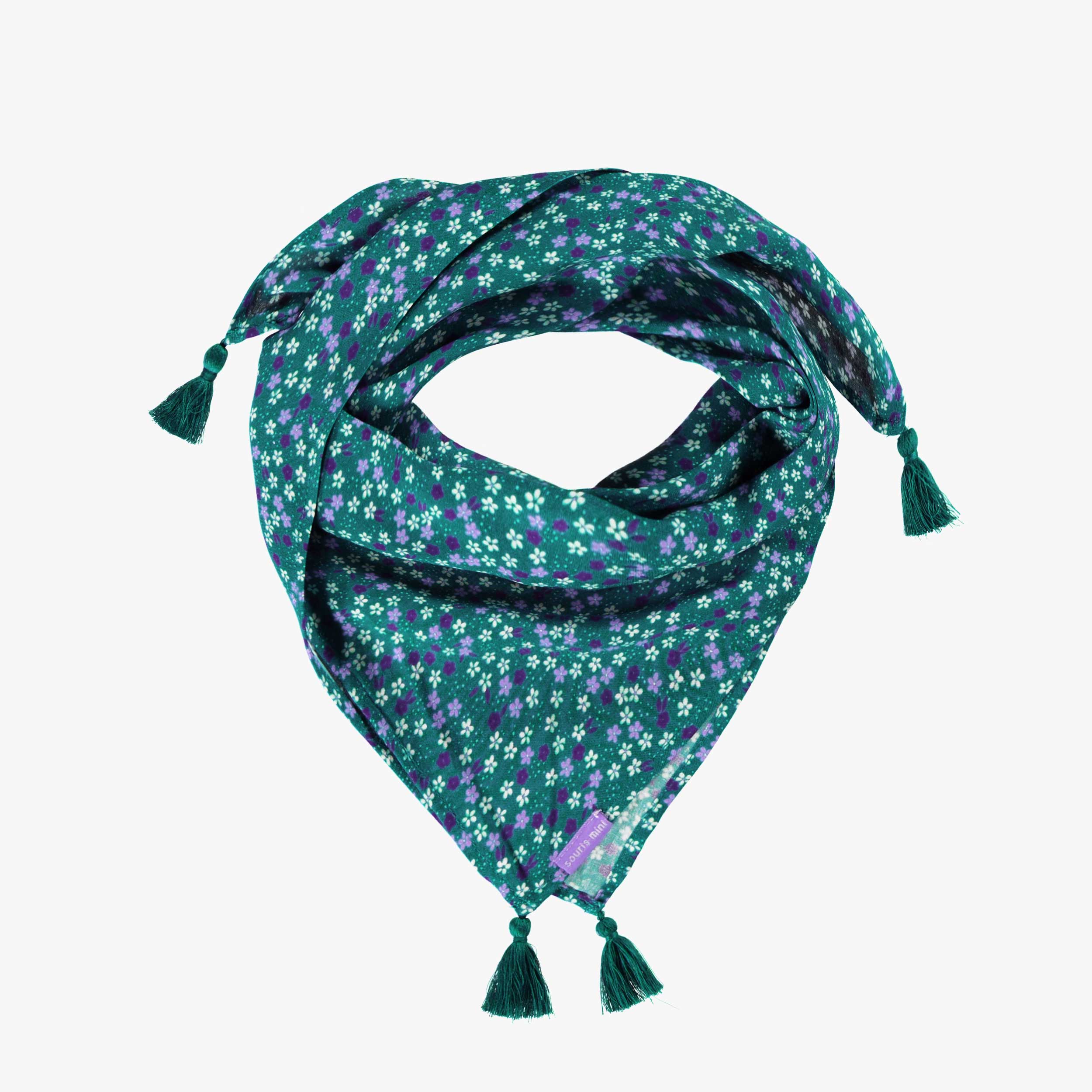 Foulard turquoise à motif floral, enfant