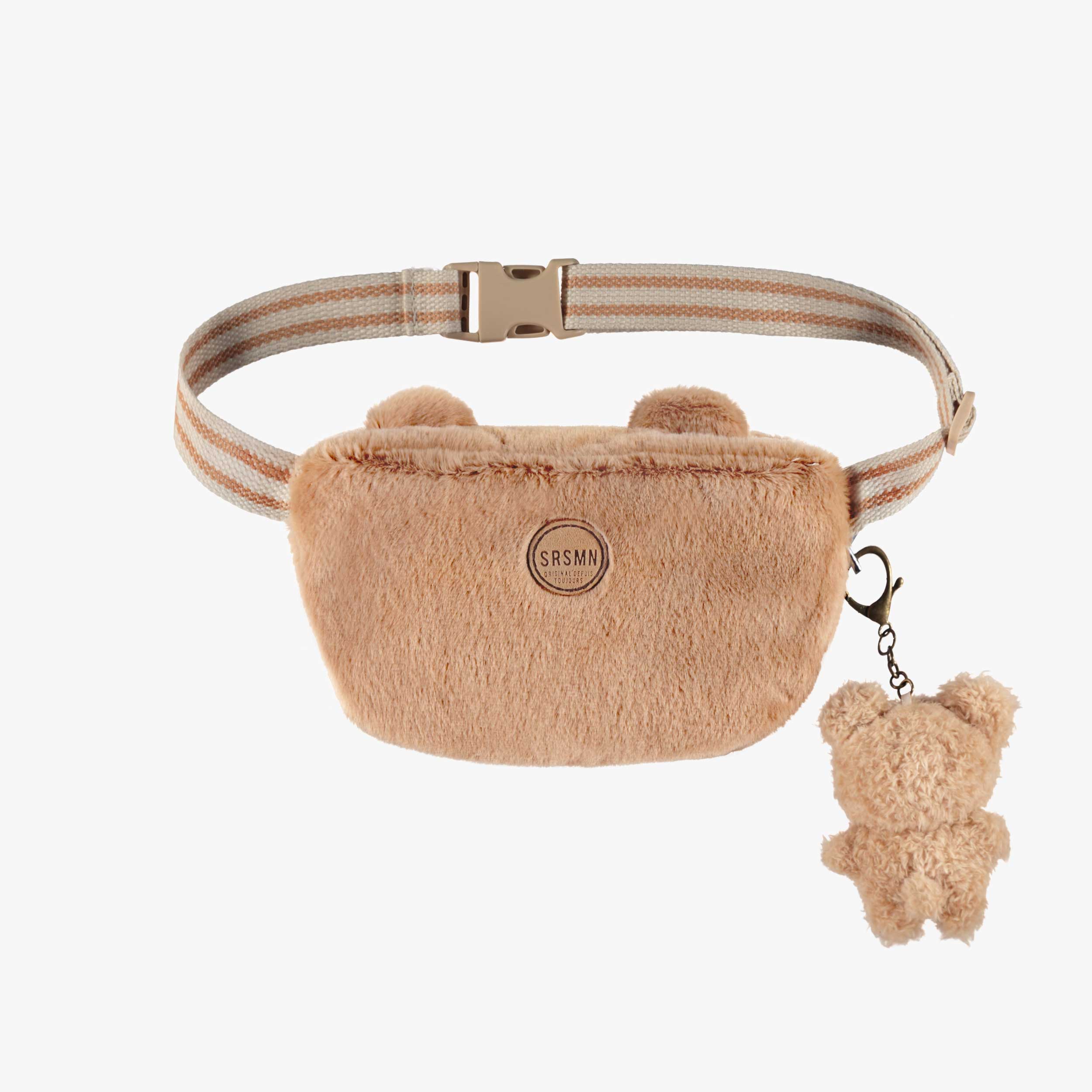 Dos du sac banane beige en sherpa, enfant