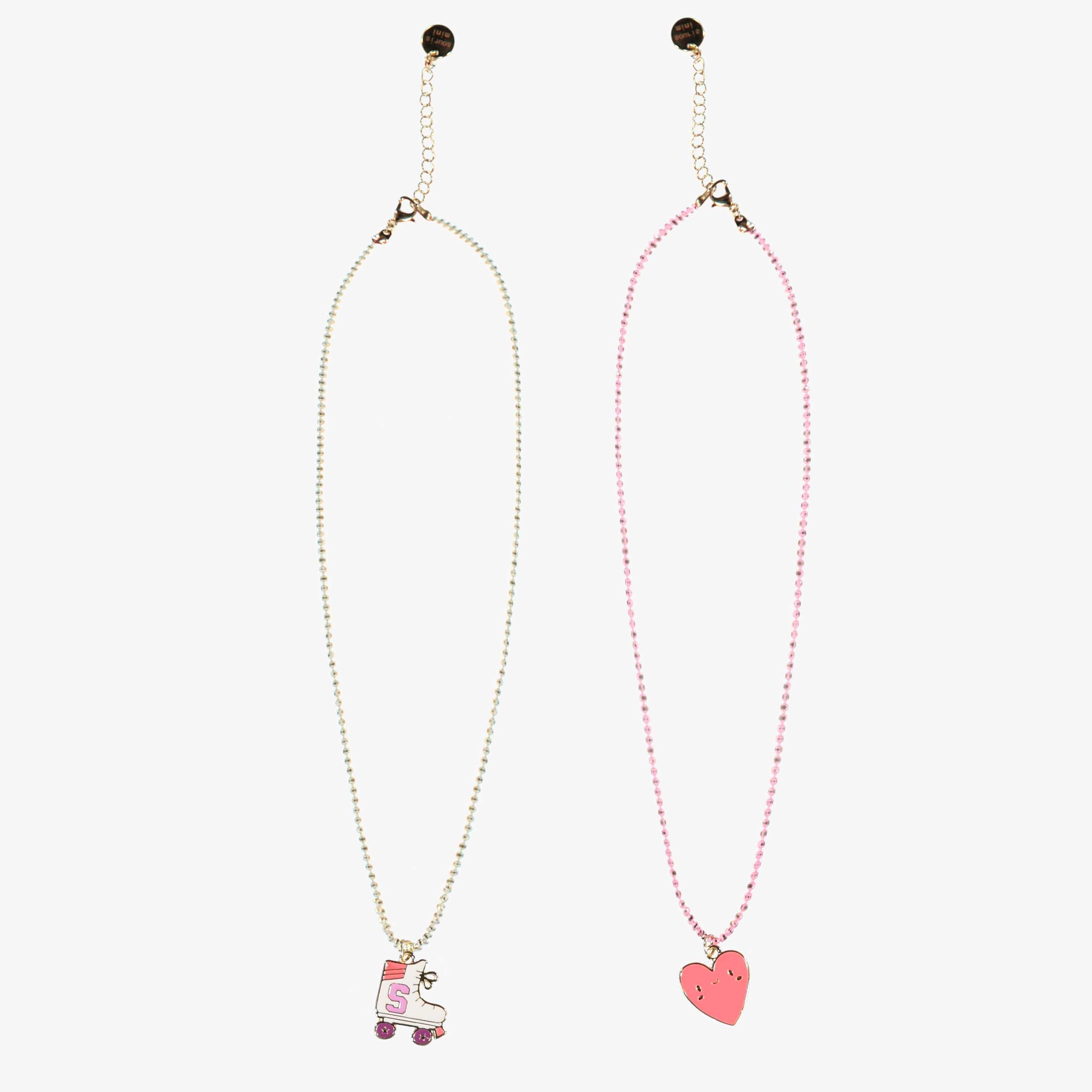 Duo de colliers cœur et patin à roues alignées, enfant